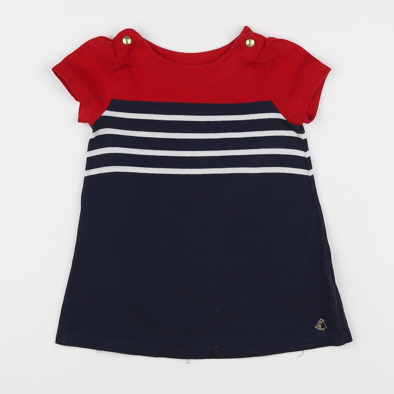 Petit Bateau - robe rouge, bleu - 12 mois