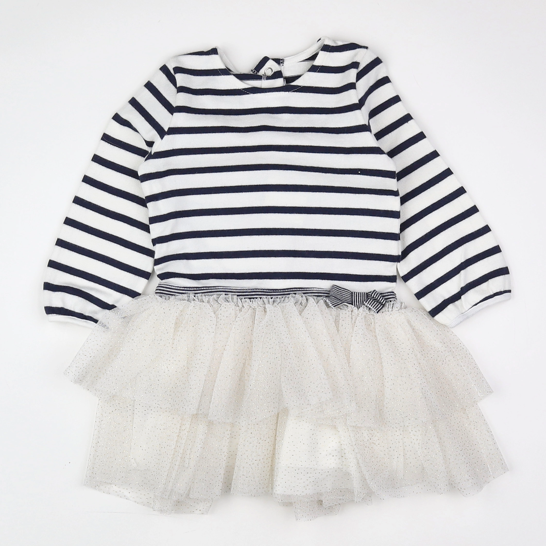 Petit Bateau - robe bleu, blanc (état neuf) - 18 mois