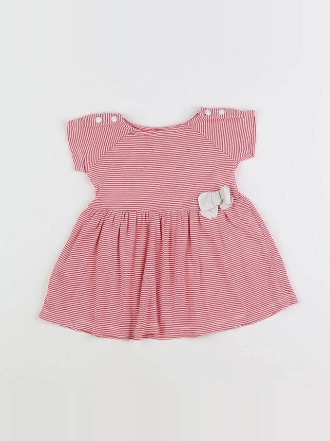 Petit Bateau - robe rose, blanc - 6 mois