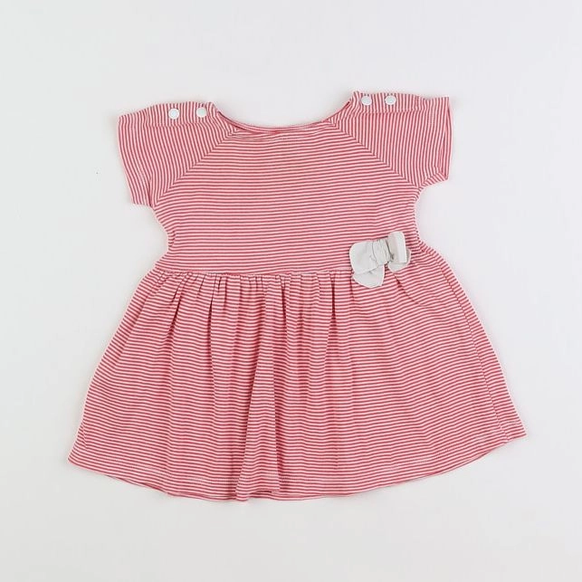 Petit Bateau - robe rose, blanc - 6 mois