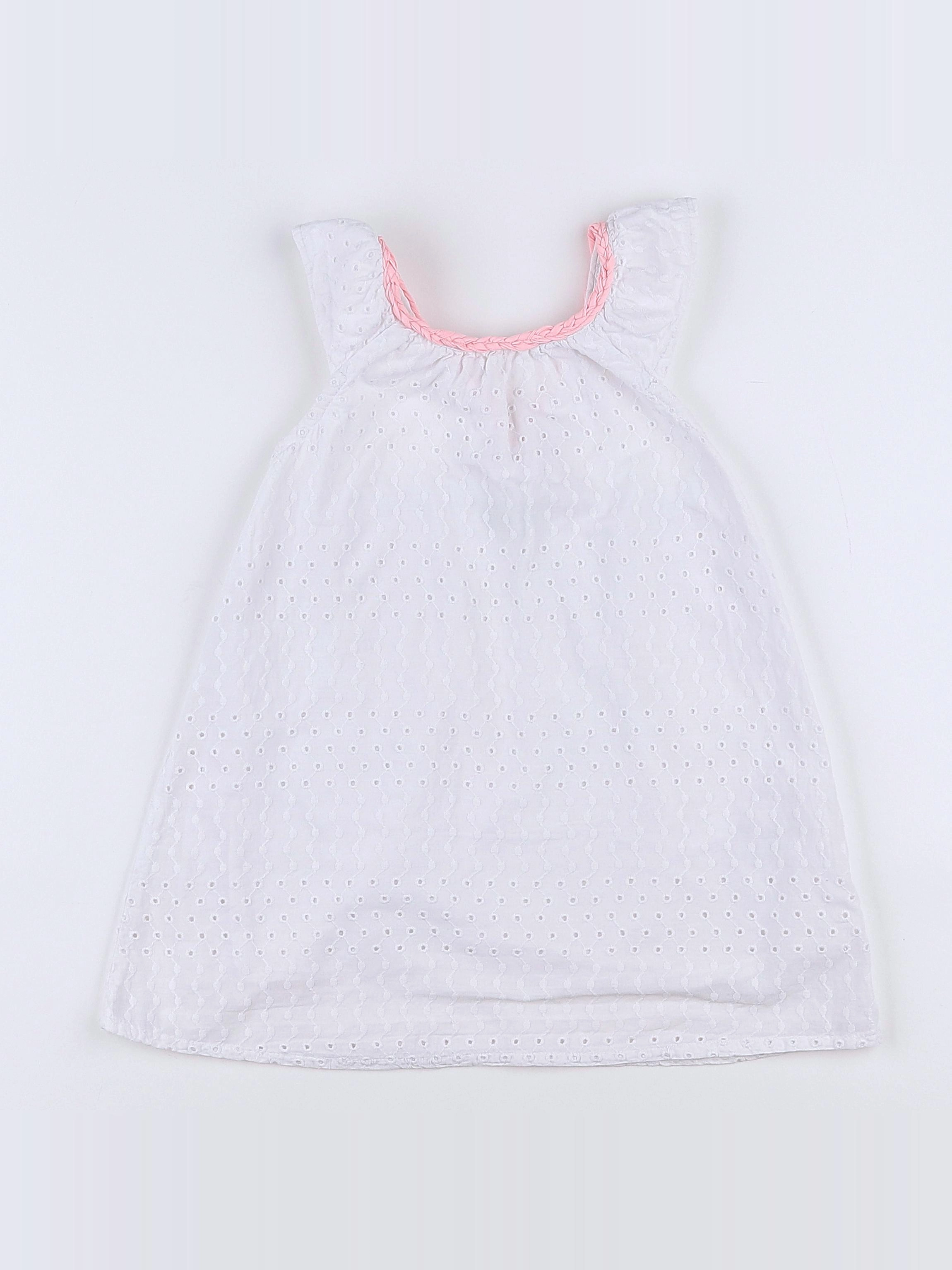 Tape à l'oeil - robe blanc, rose - 18 mois