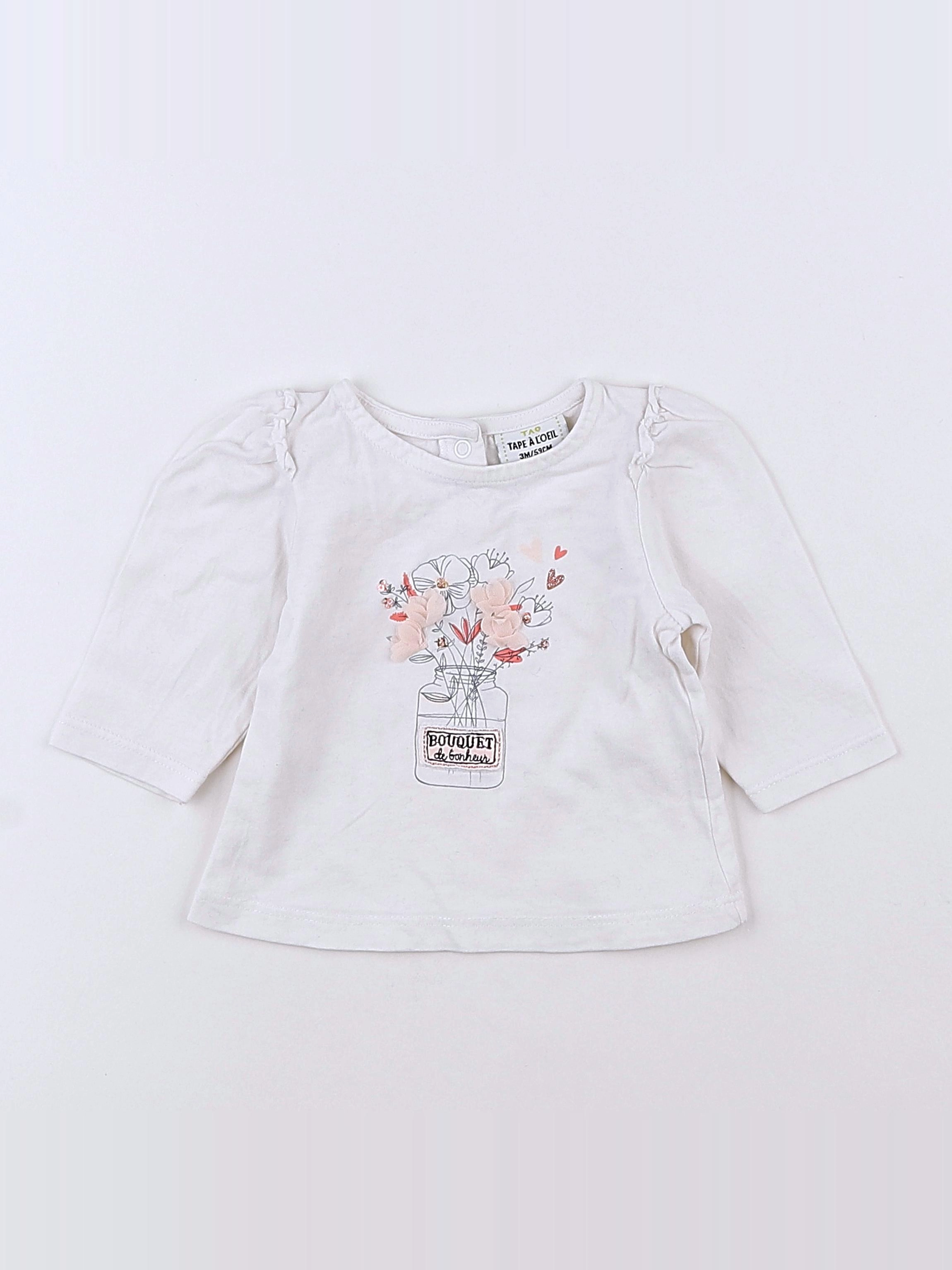 Tape à l'oeil - tee-shirt blanc, bleu - 3 mois