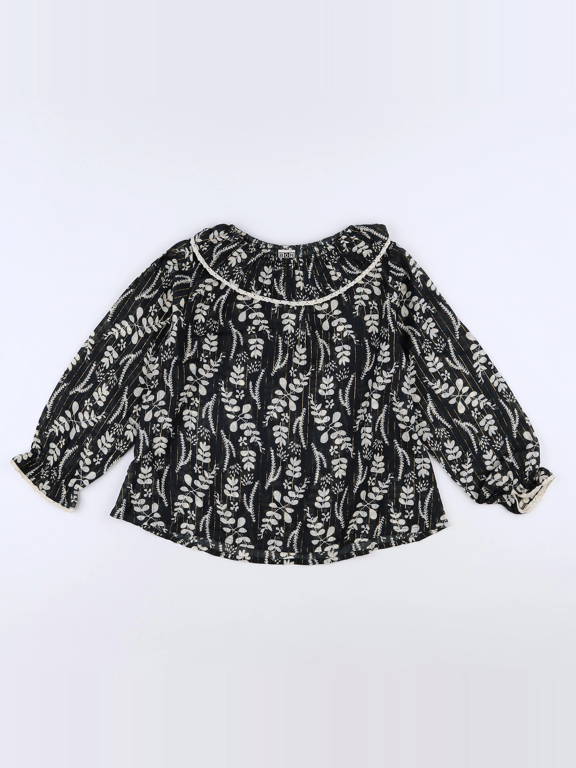 Bonton - blouse noir, or (état neuf) - 6 ans