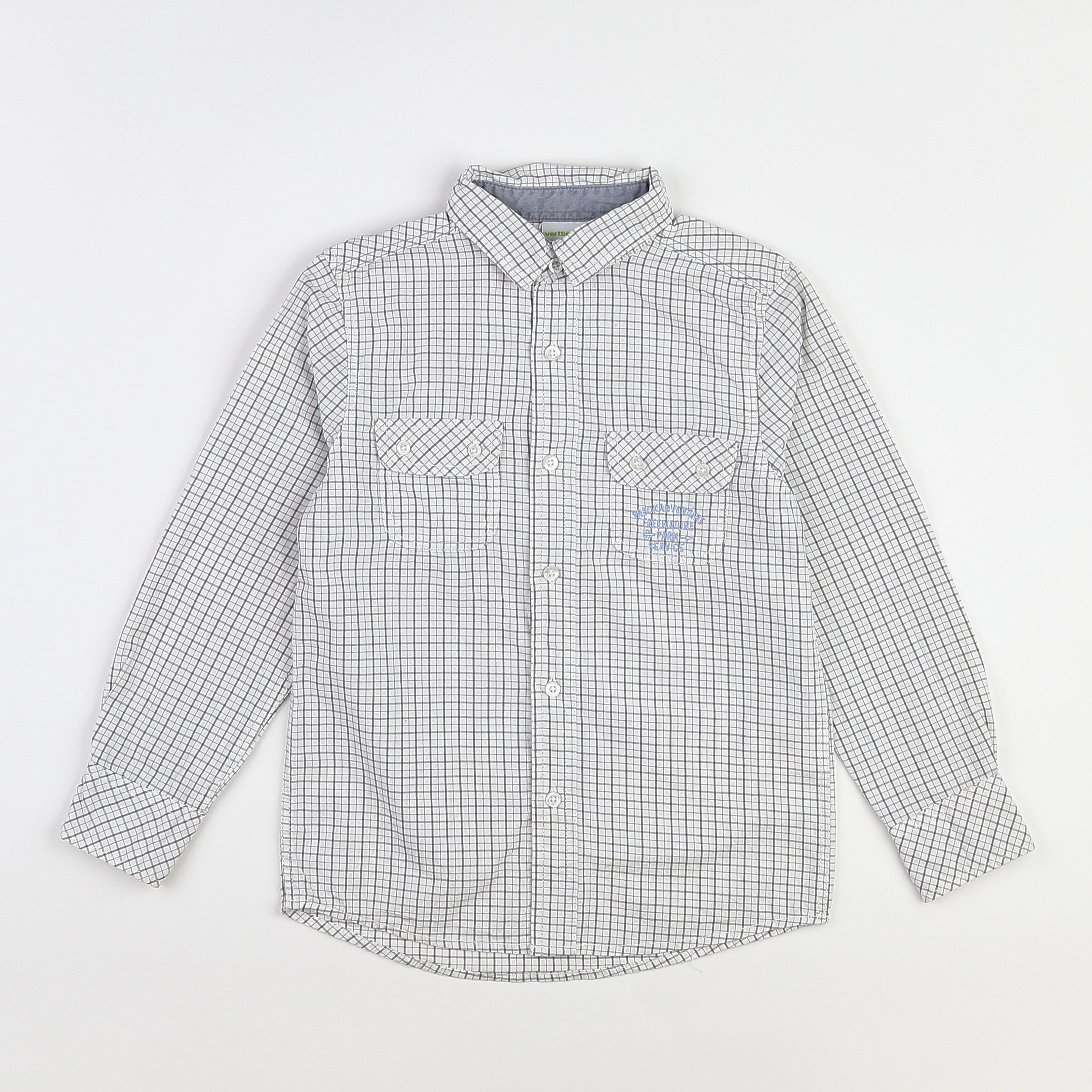 Vertbaudet - chemise beige, gris - 8 ans