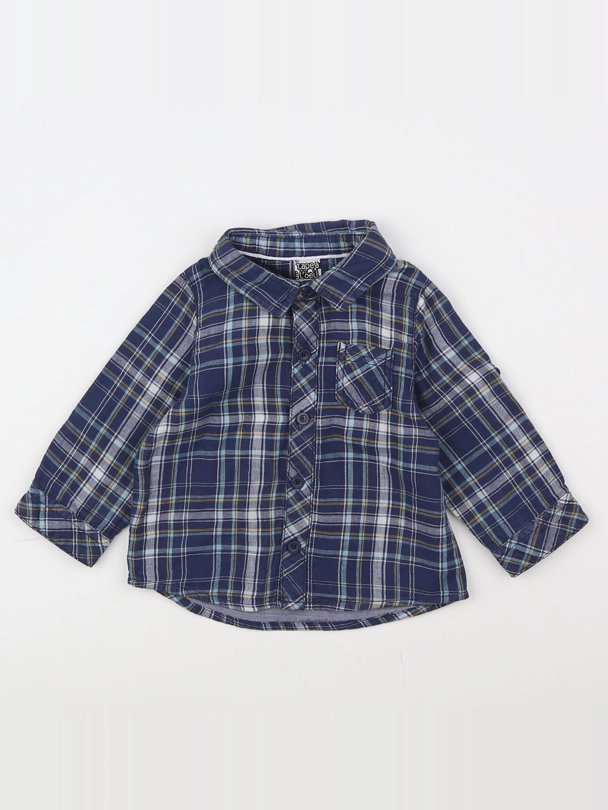 Tape à l'oeil - chemise bleu, blanc - 9 mois
