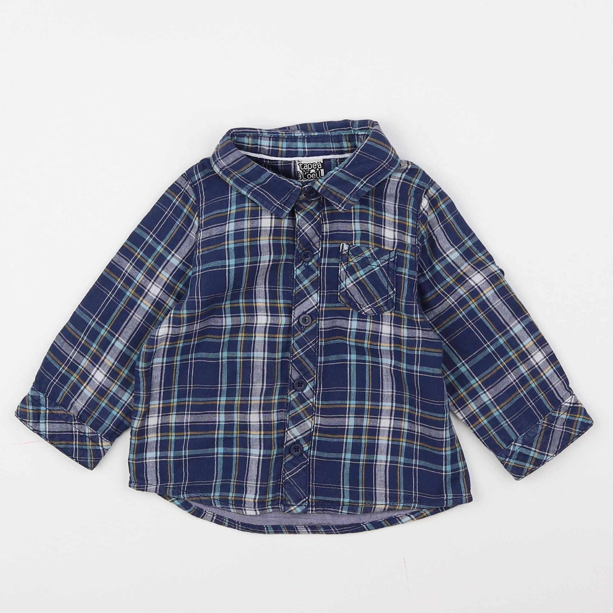 Tape à l'oeil - chemise bleu, blanc - 9 mois