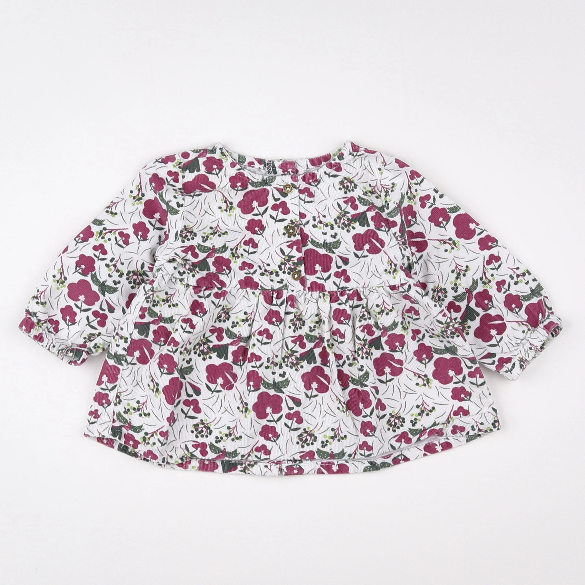 Vertbaudet - blouse blanc, rose - 3 mois