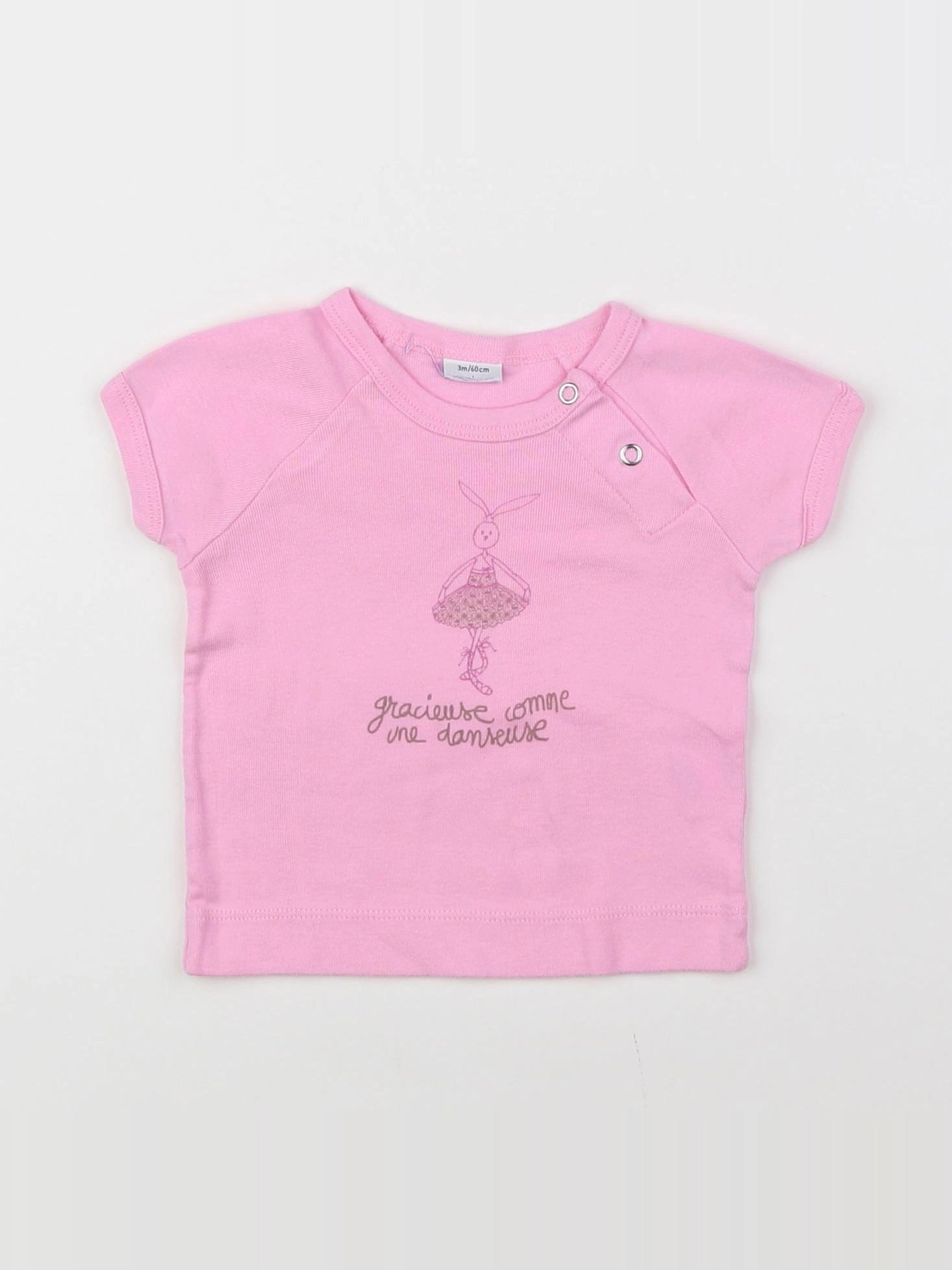 Petit Bateau - tee-shirt rose - 3 mois