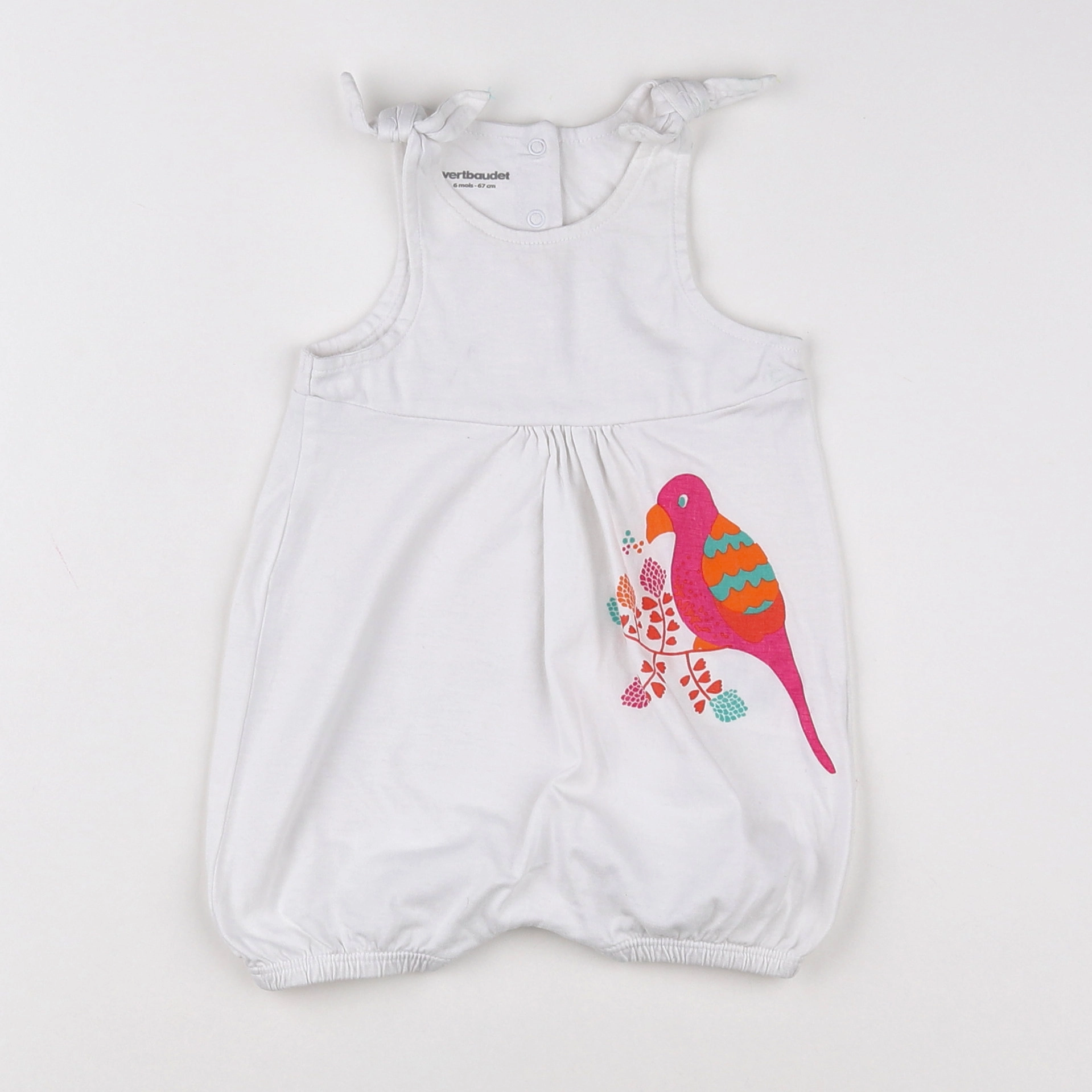 Vertbaudet - combinaison blanc, rouge, rose - 6 mois