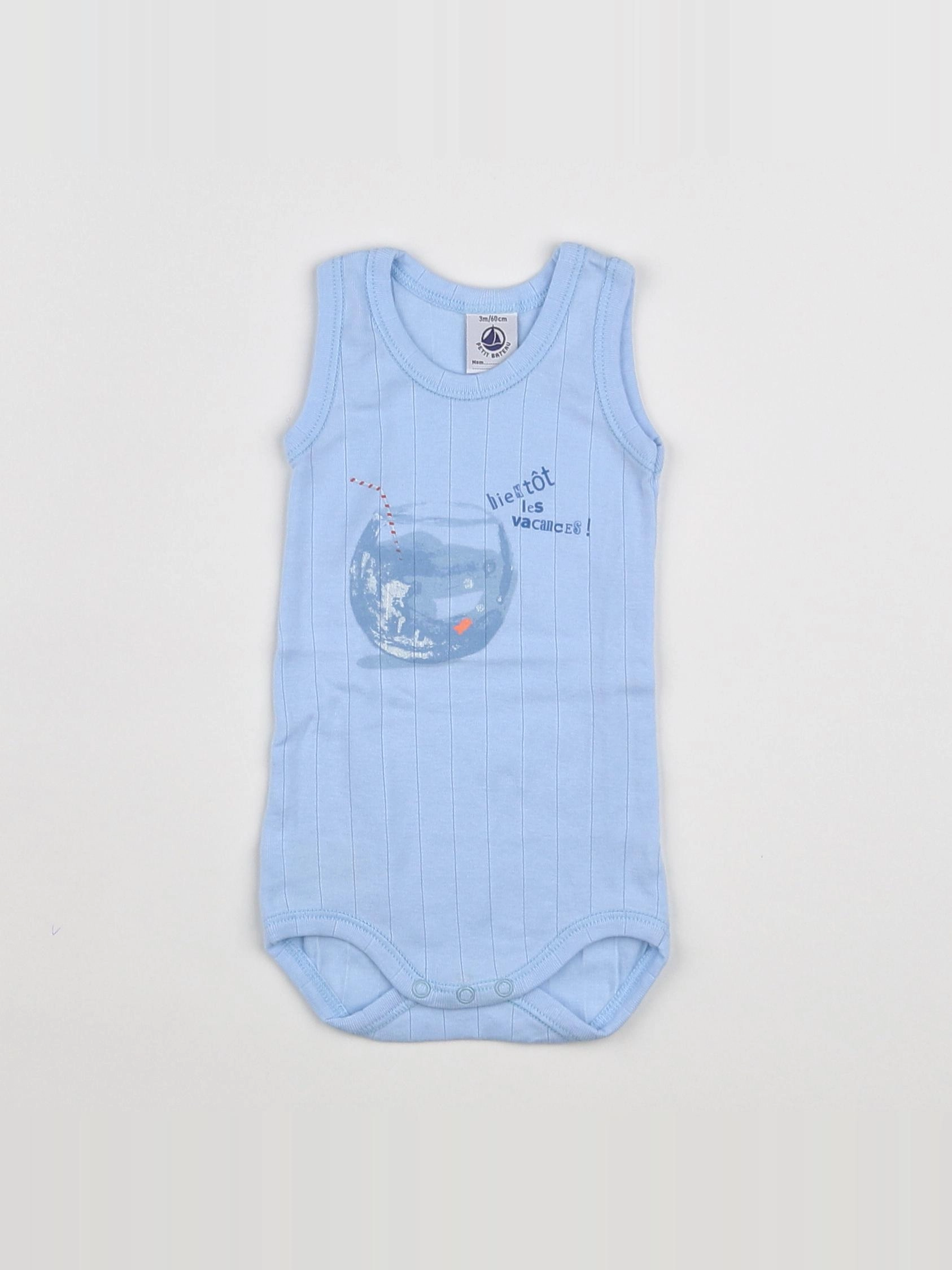 Petit Bateau - body bleu - 3 mois