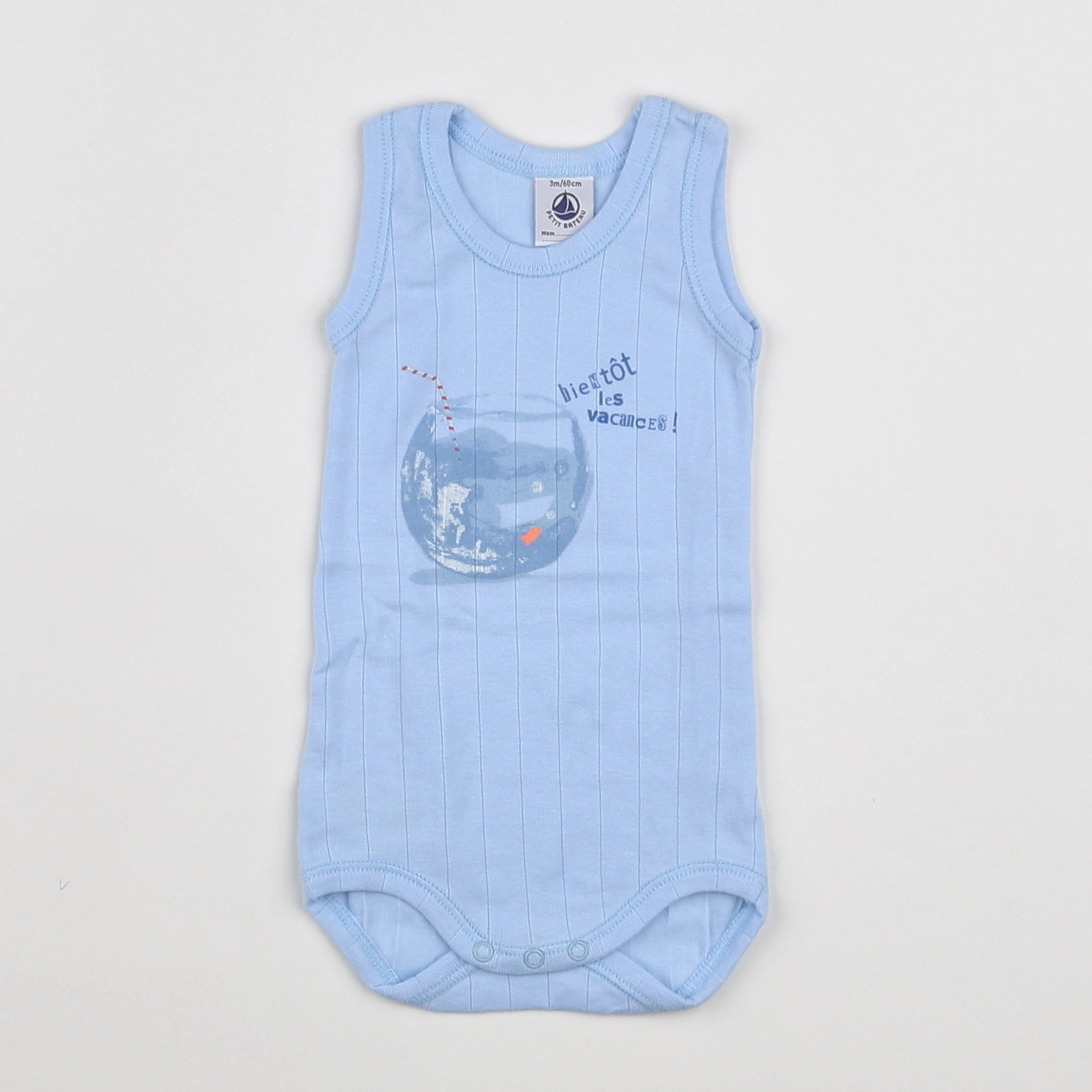 Petit Bateau - body bleu - 3 mois