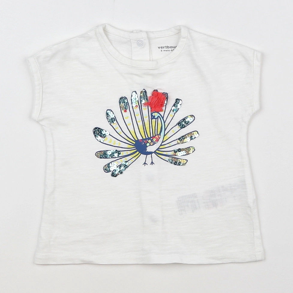 Vertbaudet - tee-shirt blanc - 6 mois