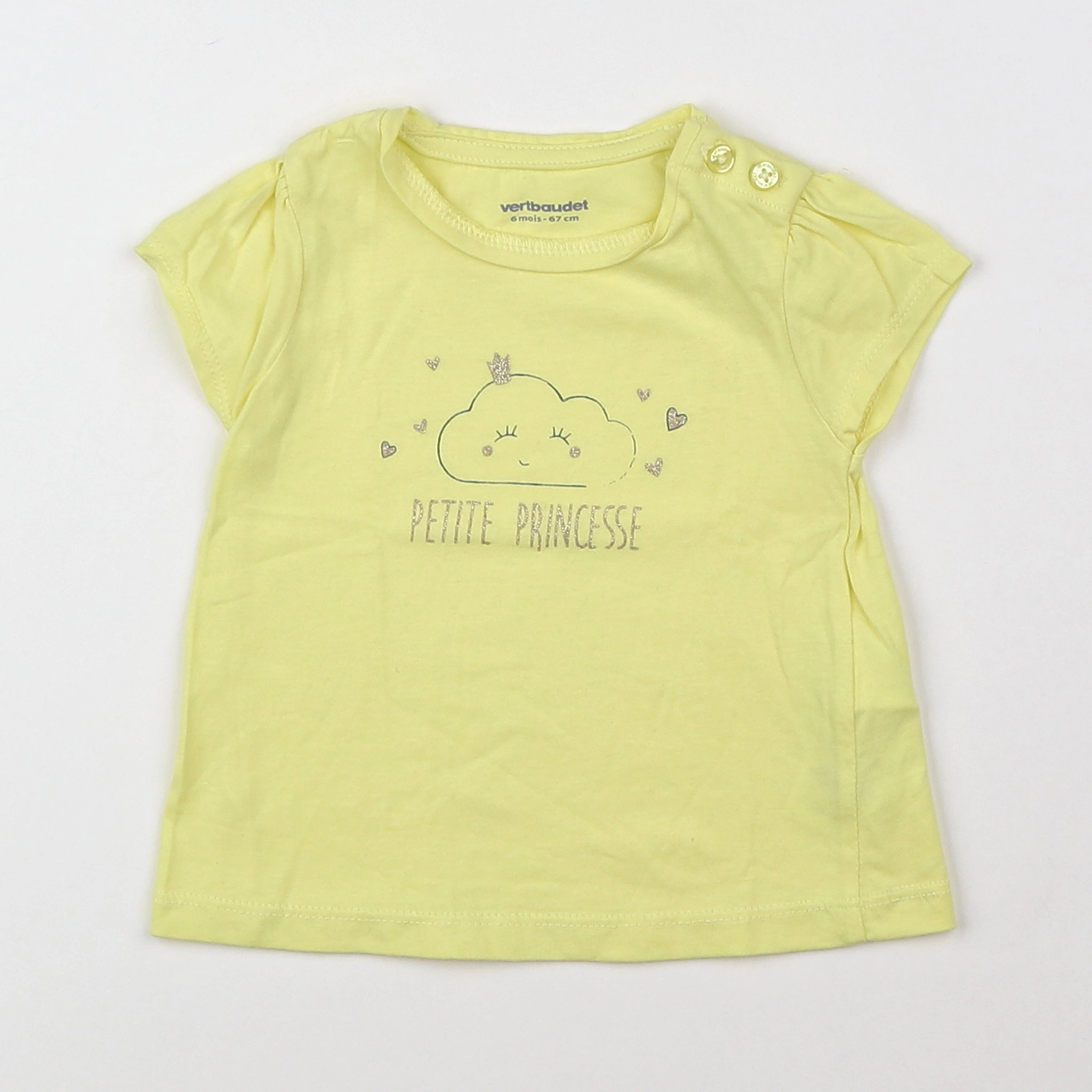 Vertbaudet - tee-shirt jaune, or - 6 mois