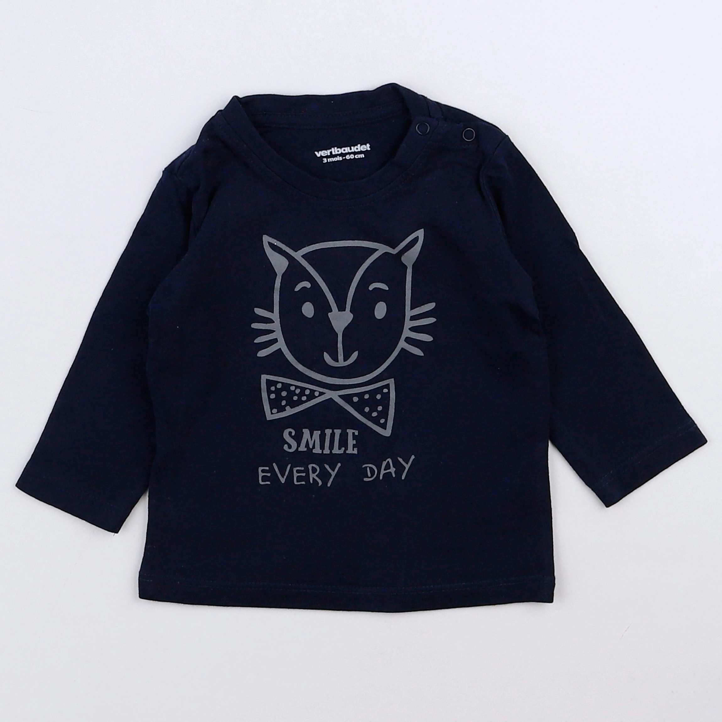 Vertbaudet - tee-shirt bleu - 3 mois