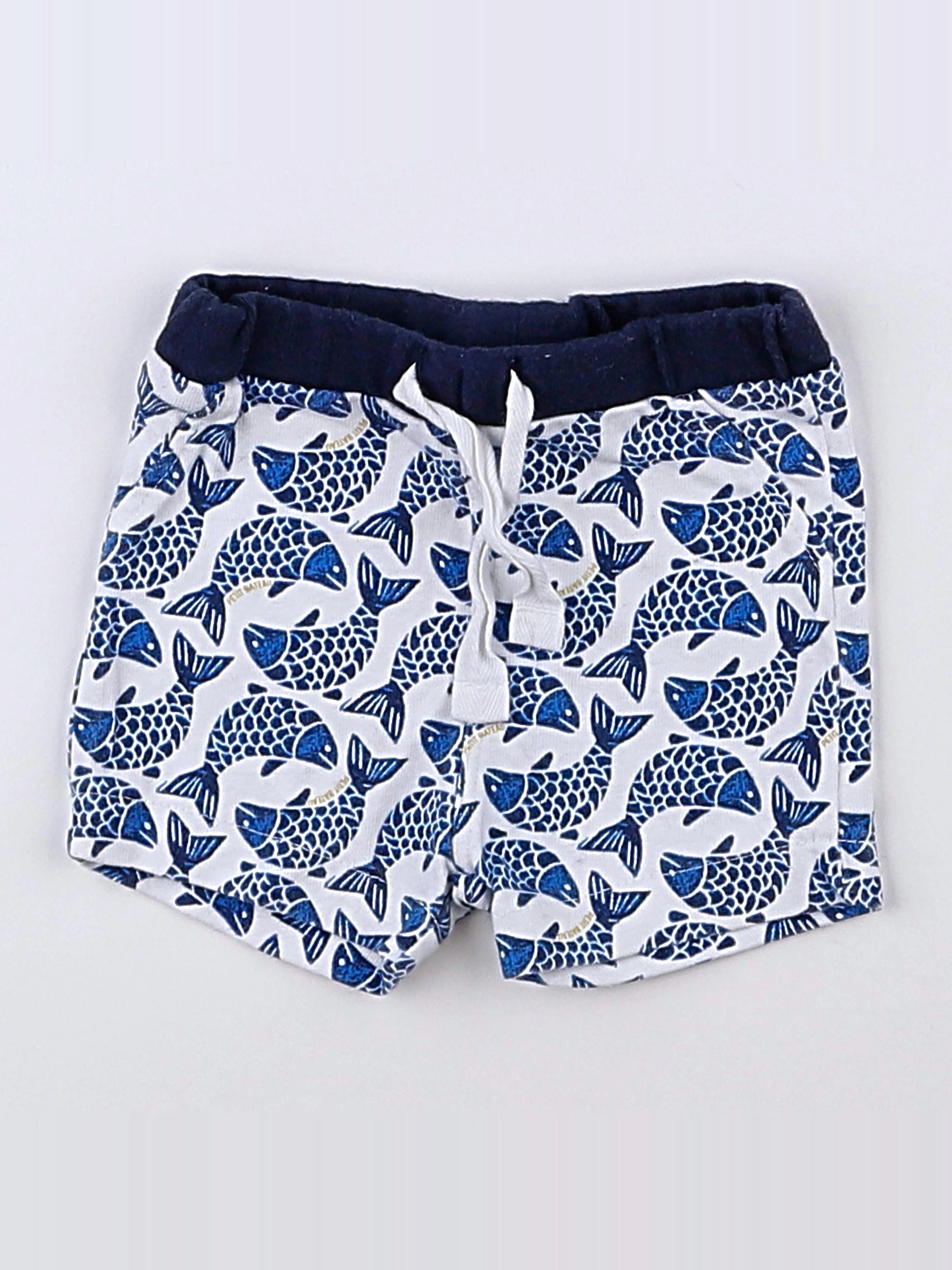 Petit Bateau - short bleu, blanc - 3 mois