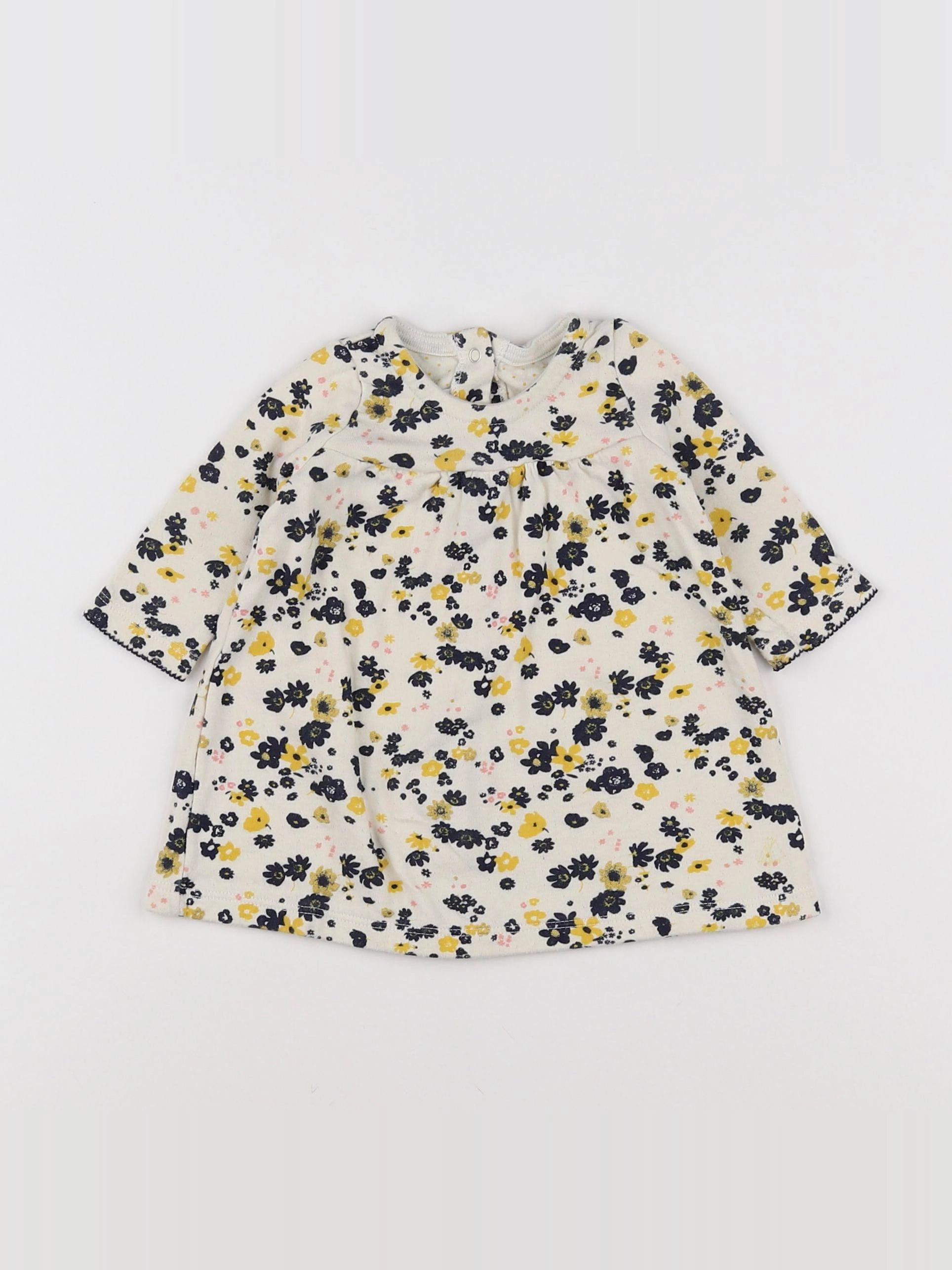 Petit Bateau - robe jaune, bleu - 3 mois
