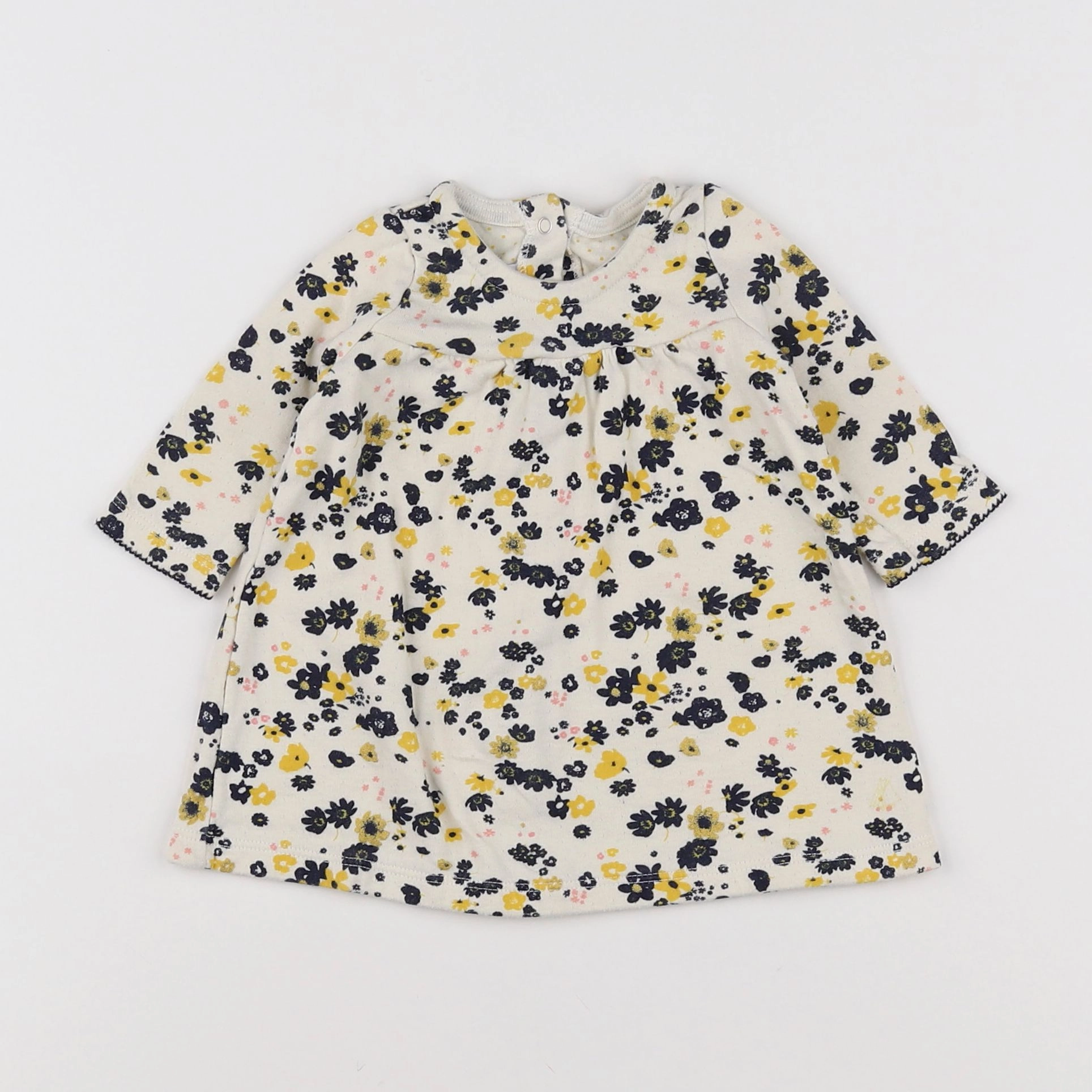Petit Bateau - robe jaune, bleu - 3 mois