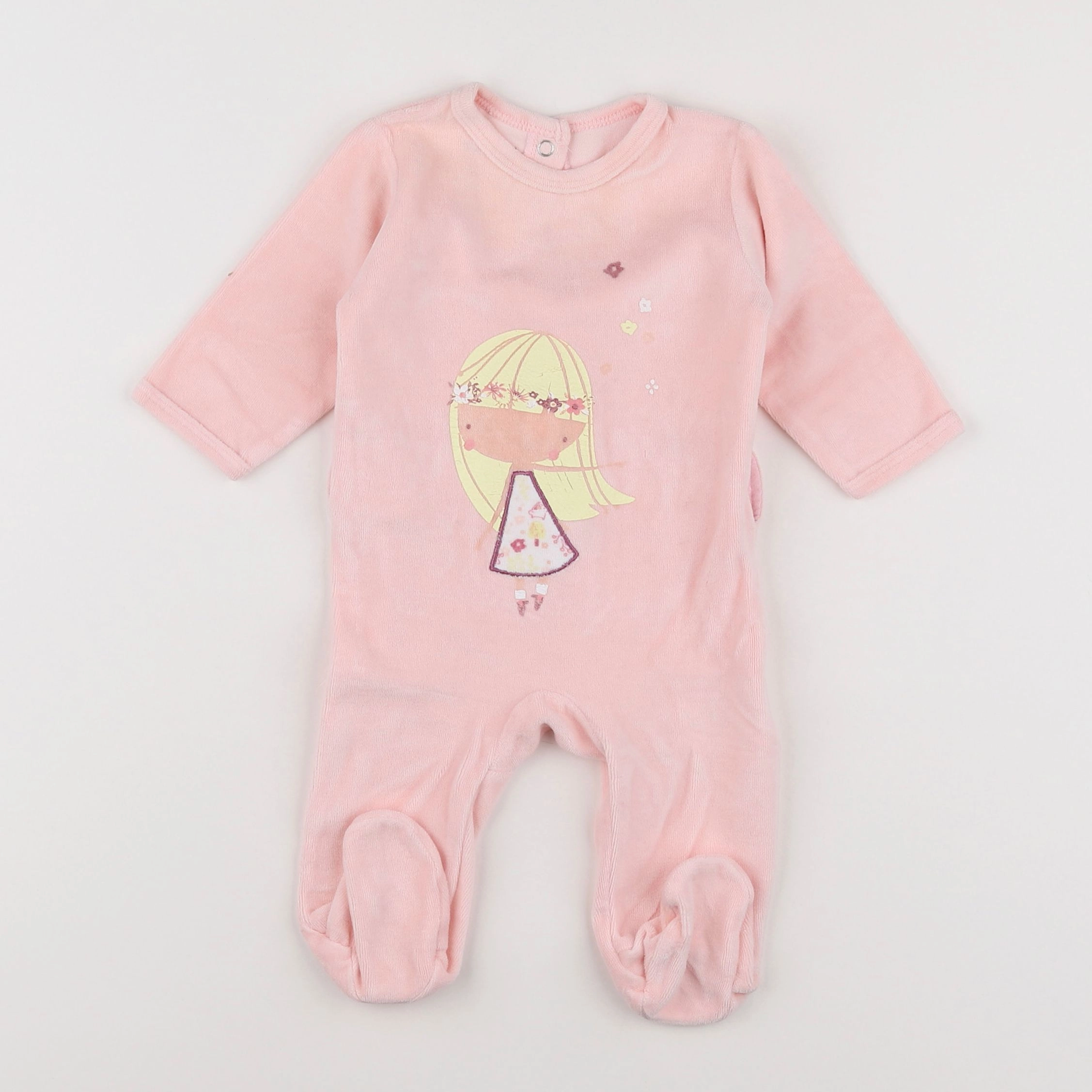 Vertbaudet - pyjama velours rose - 3 mois