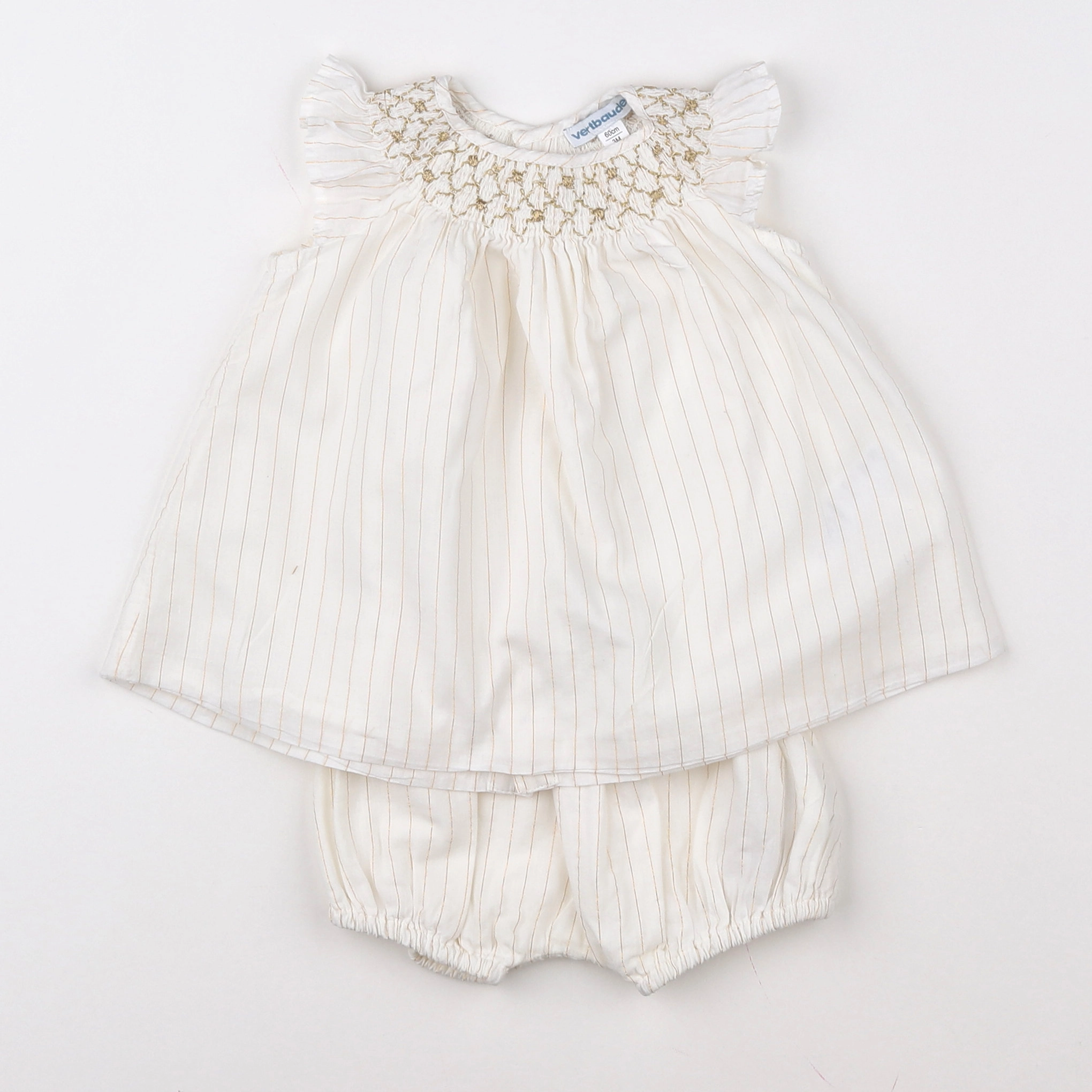 Vertbaudet - ensemble blanc, or - 3 mois