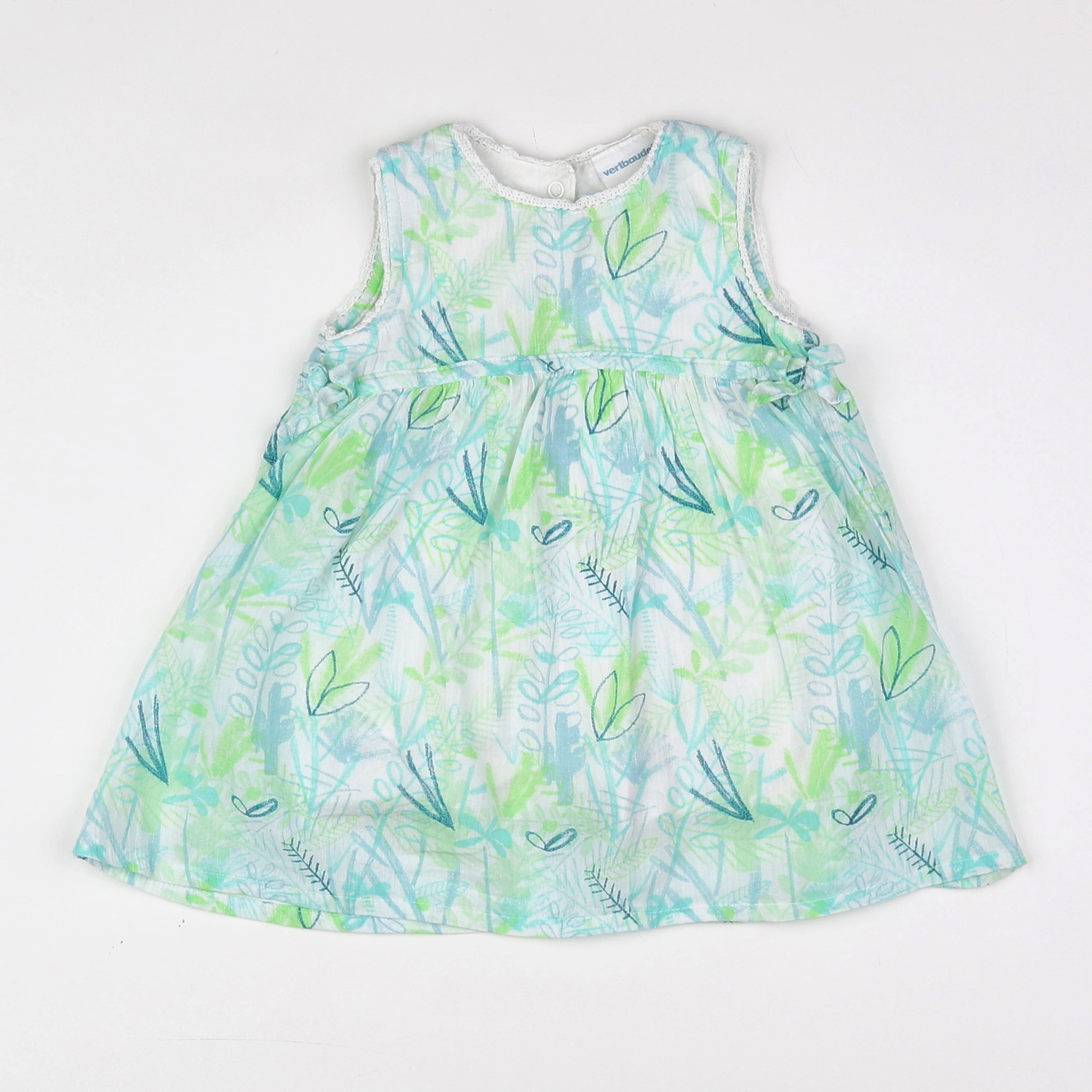 Vertbaudet - robe blanc, vert - 6 mois