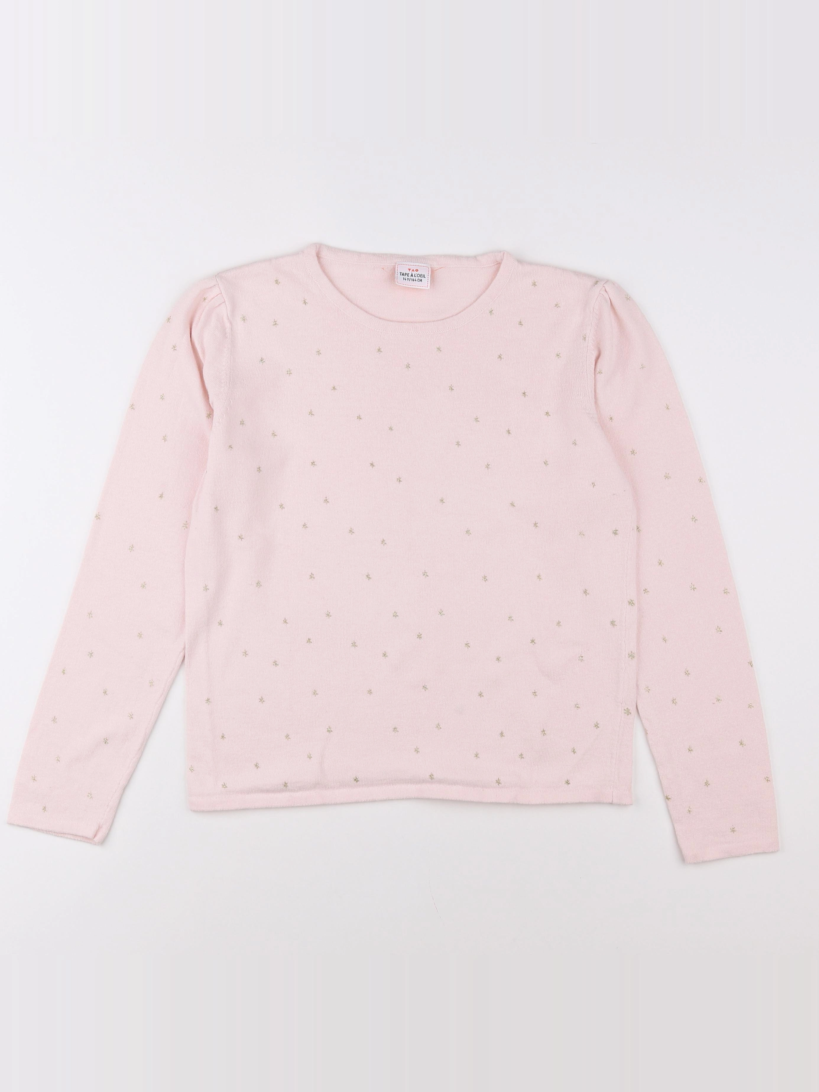Tape à l'oeil - pull rose, or - 14 ans