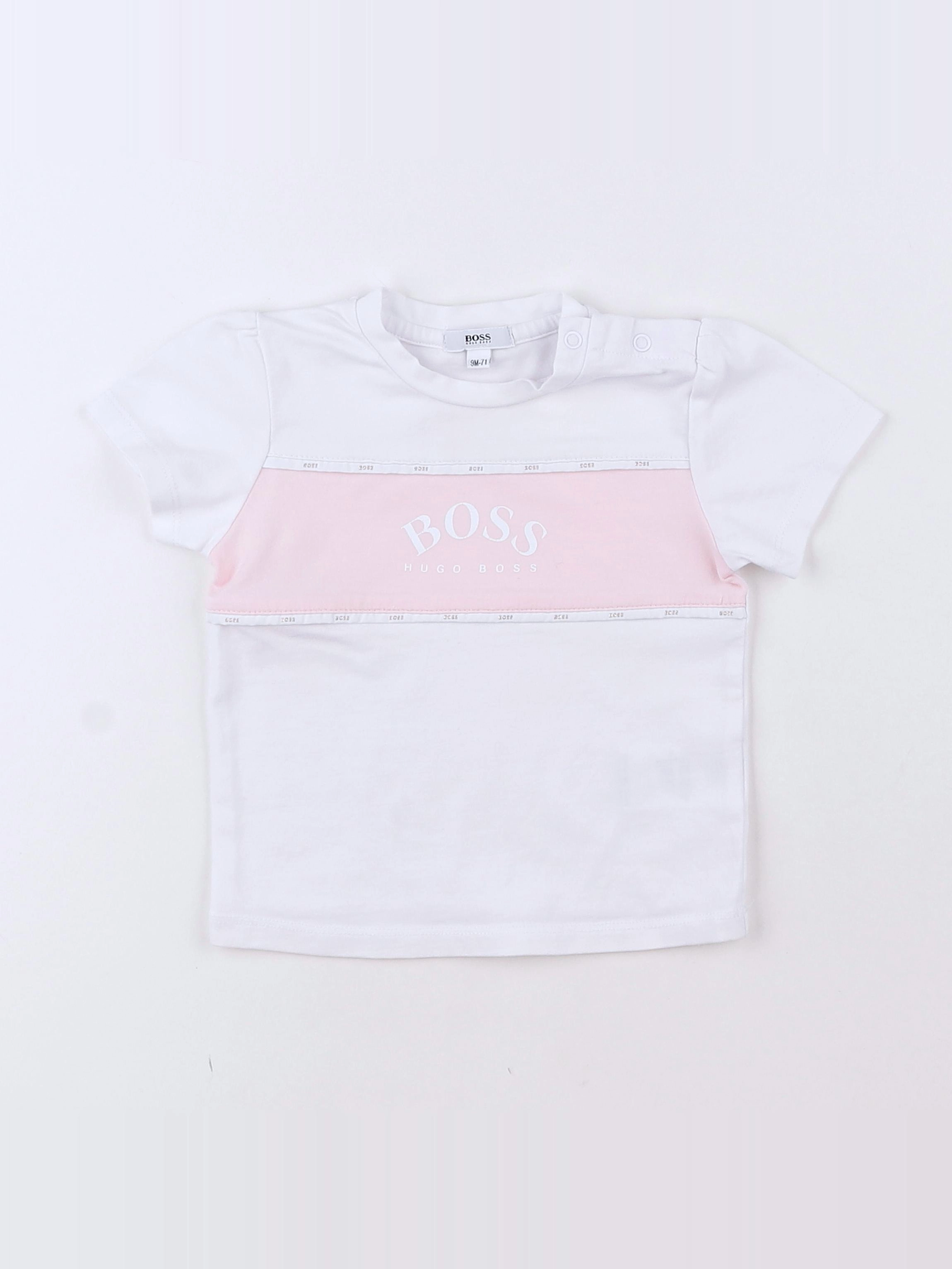 Hugo Boss - tee-shirt blanc, rose - 9 mois