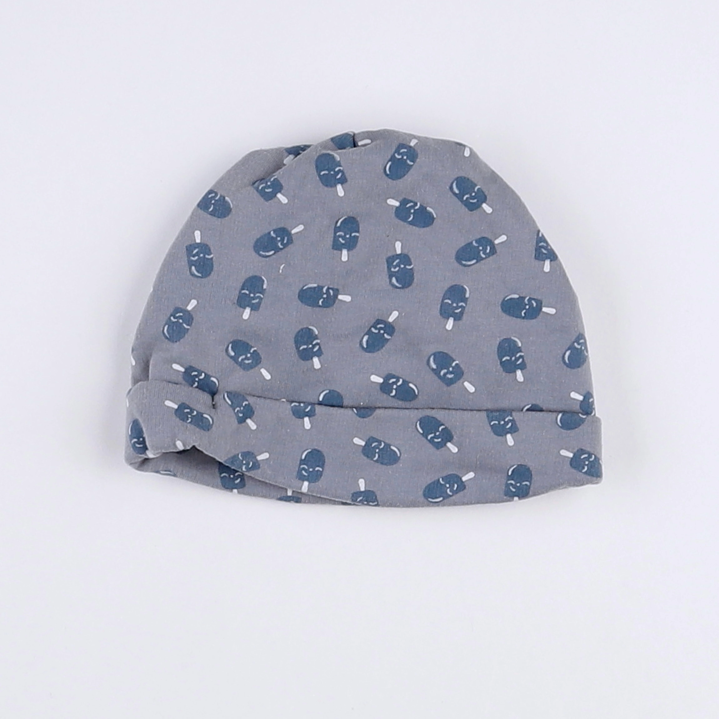 Vertbaudet - bonnet bleu, gris - 3 mois