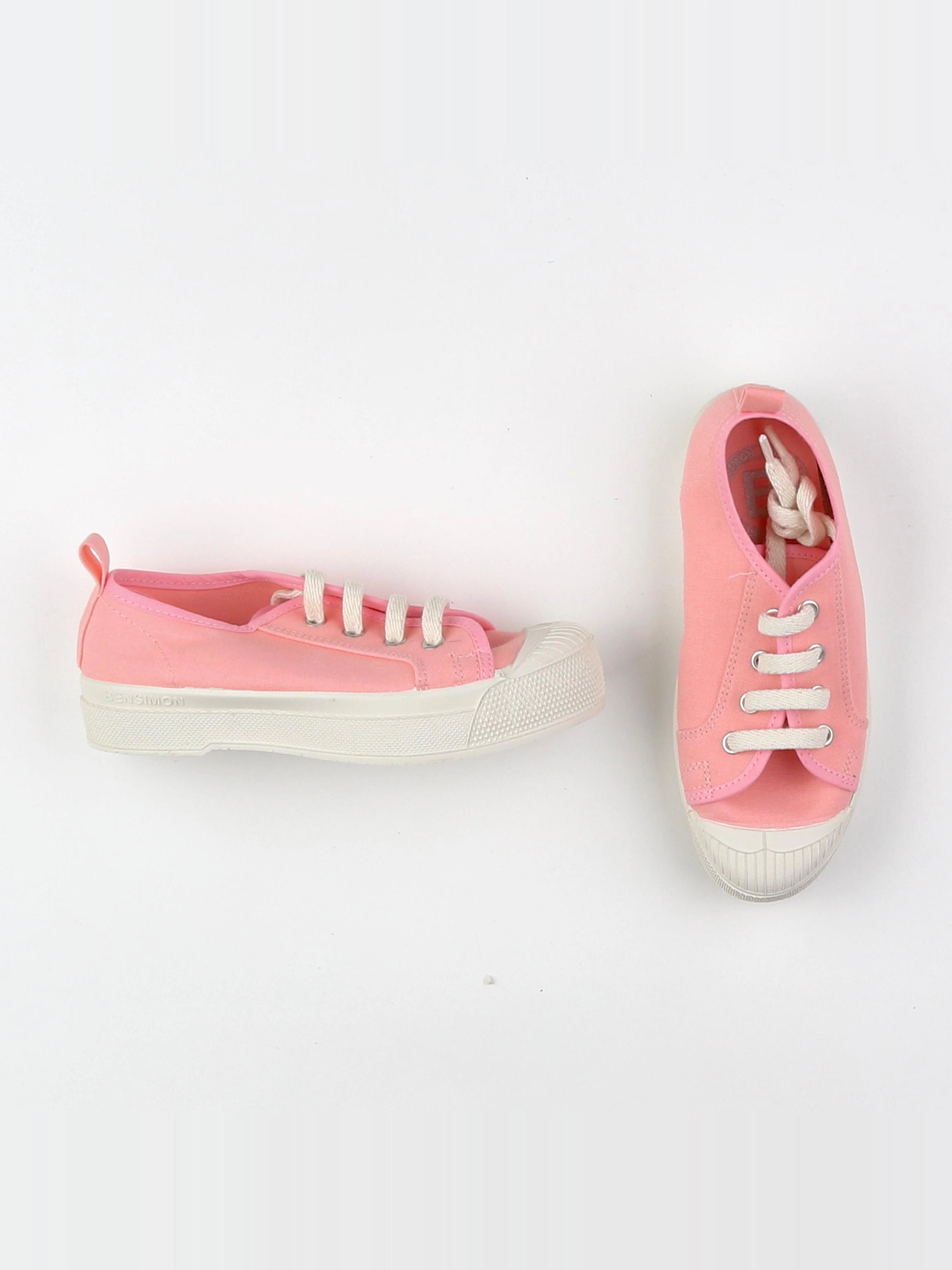 Bensimon - tennis à scratch/ lacets rose (état neuf) - pointure 35