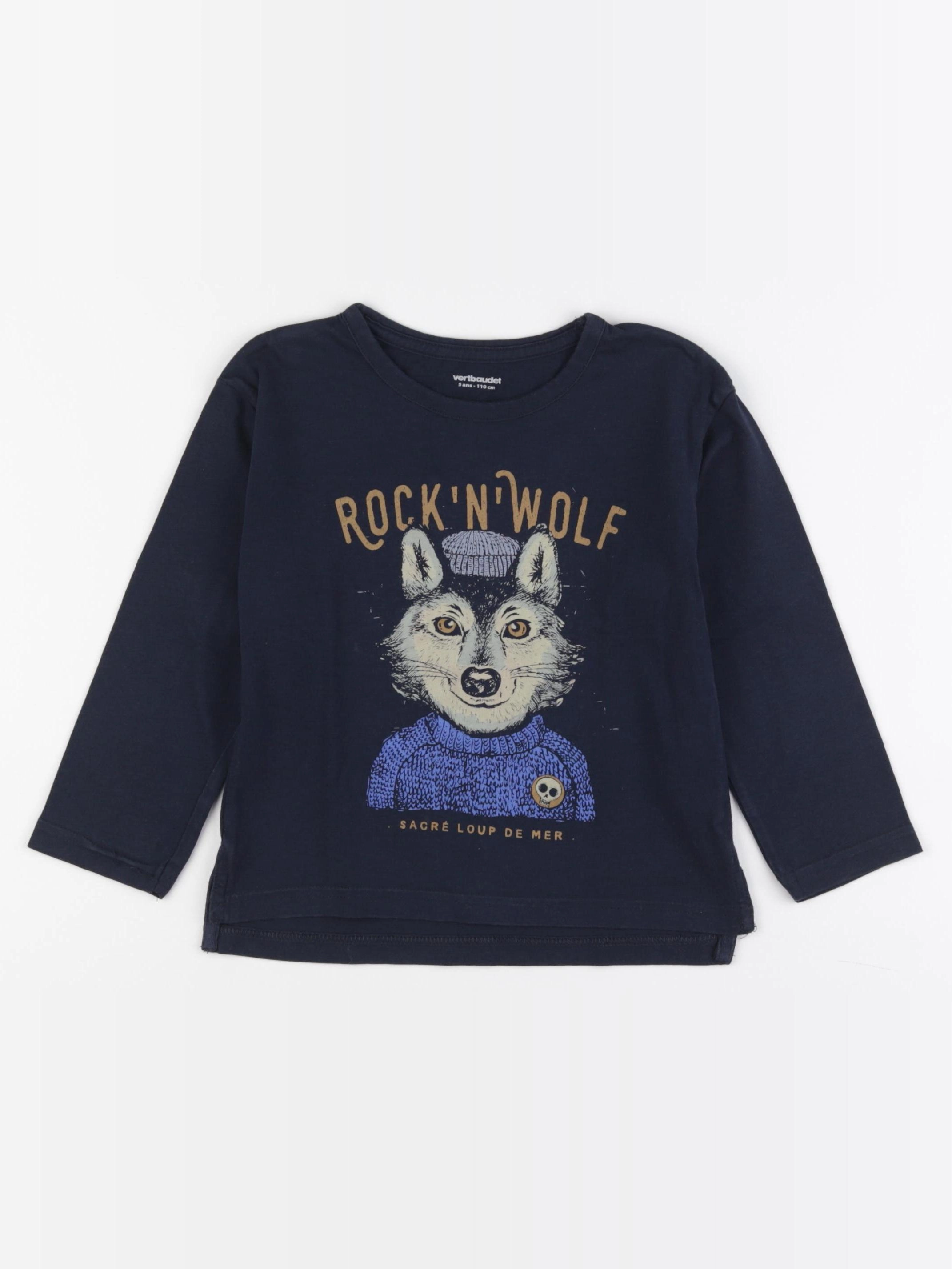 Vertbaudet - tee-shirt bleu - 5 ans