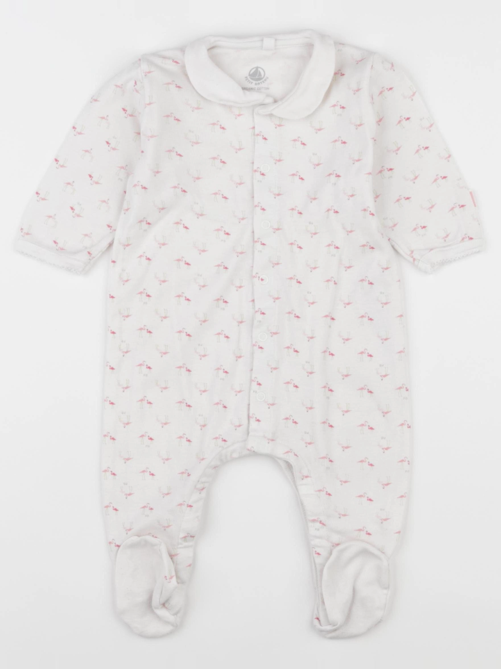 Petit Bateau - pyjama coton blanc, rose - 6 mois