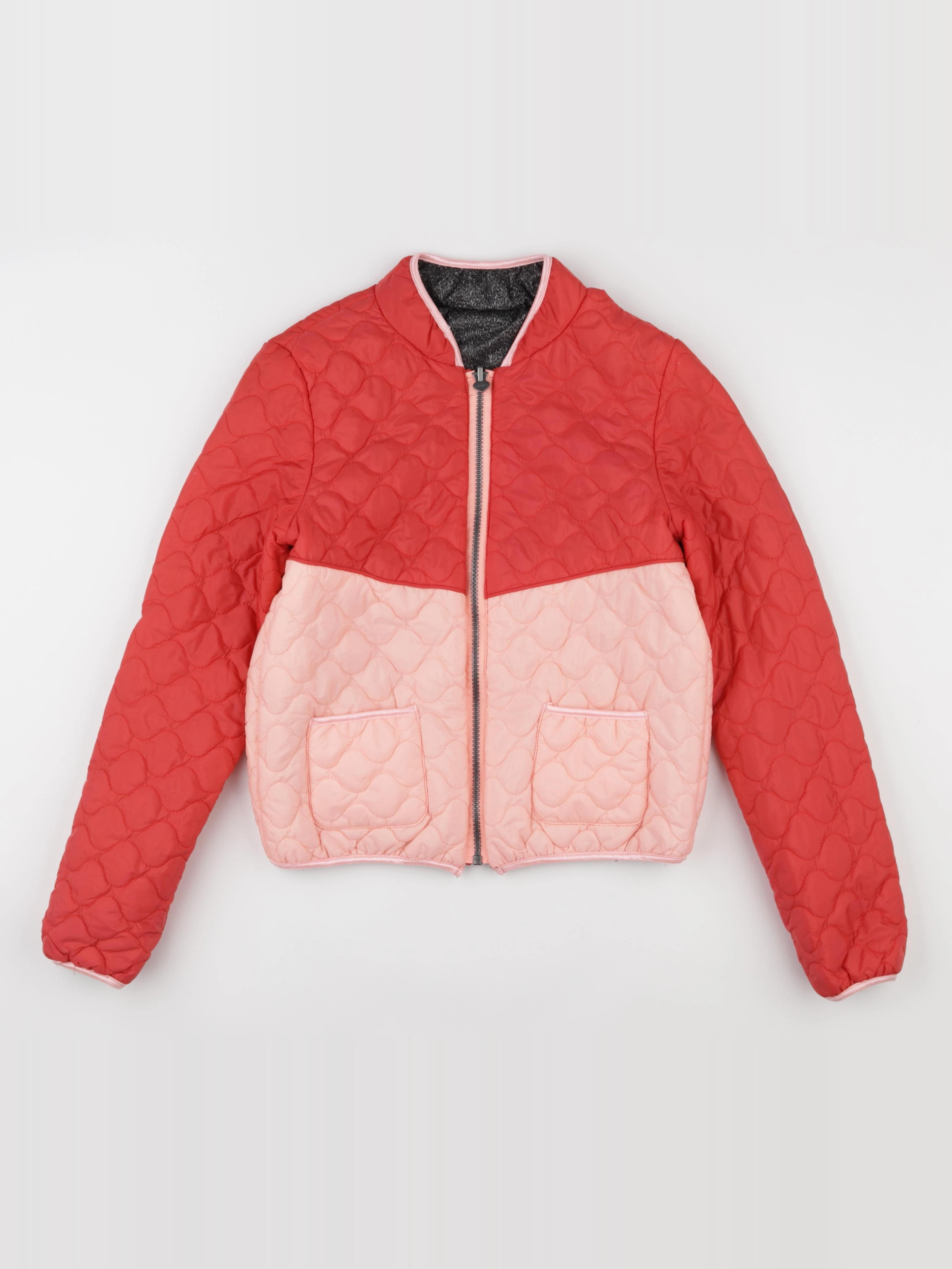 IKKS - doudoune réversible rose, rouge, gris - 12 ans