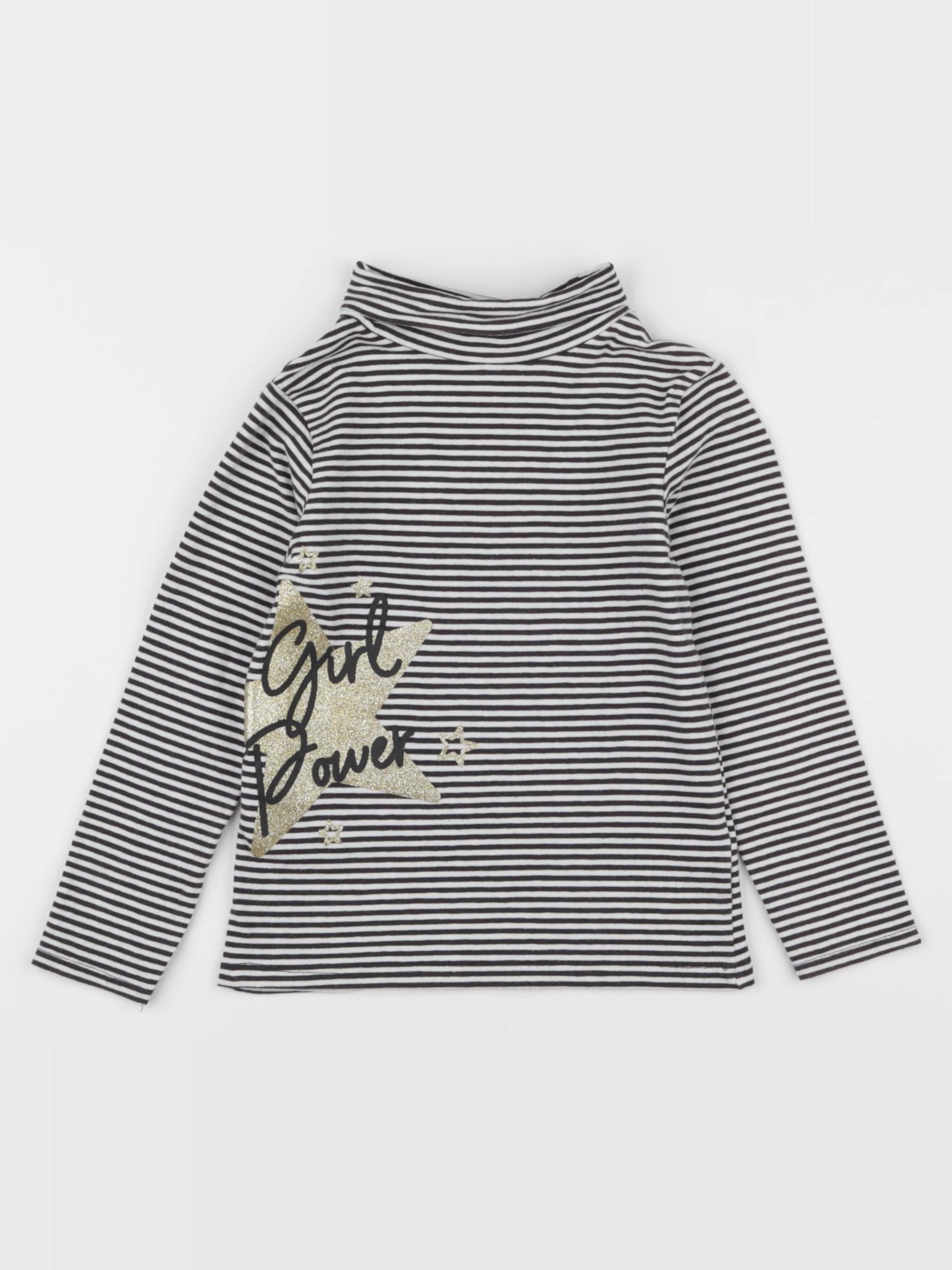 Vertbaudet - sous-pull blanc, noir - 5 ans