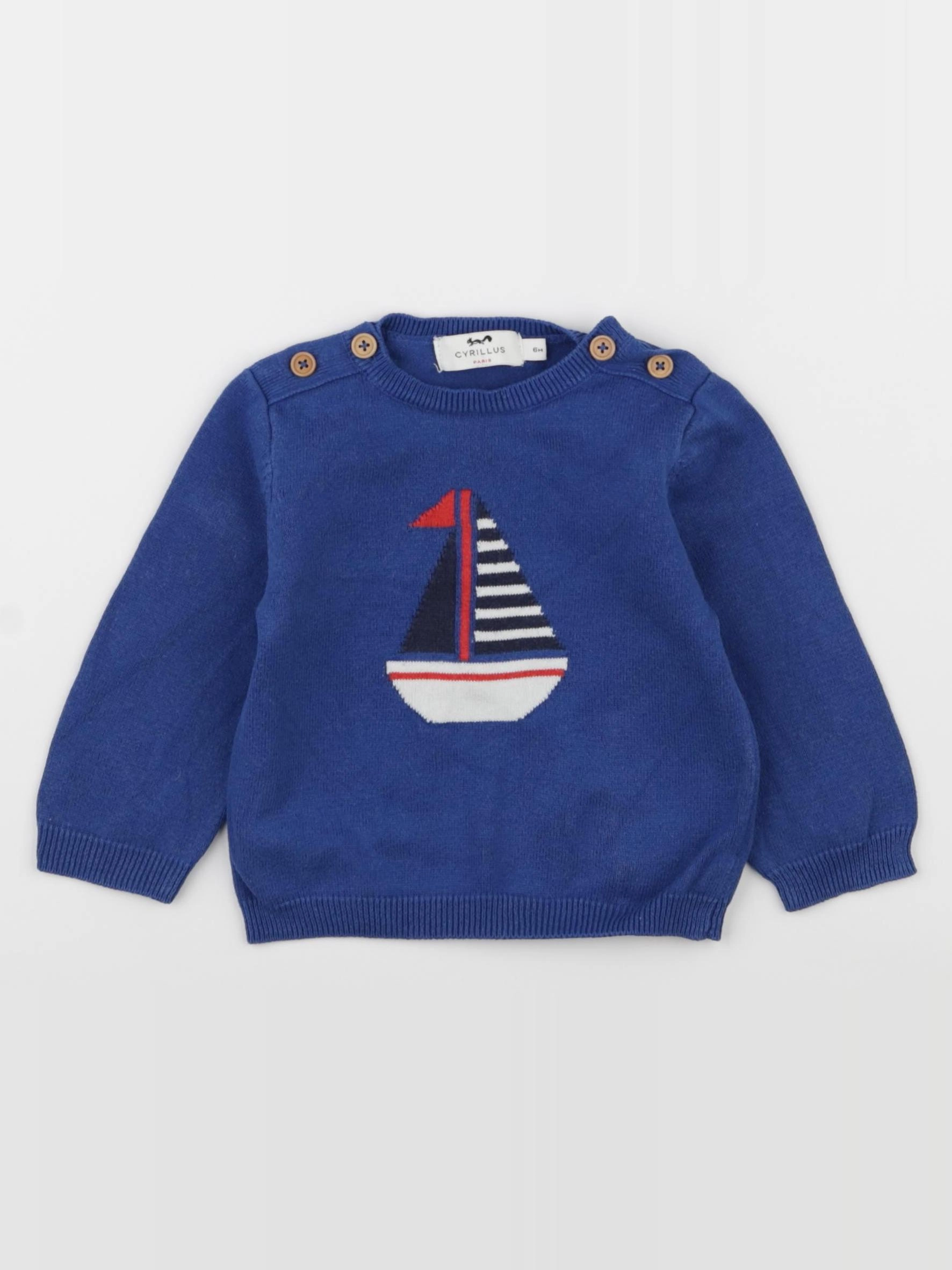 Cyrillus - pull bleu - 6 mois
