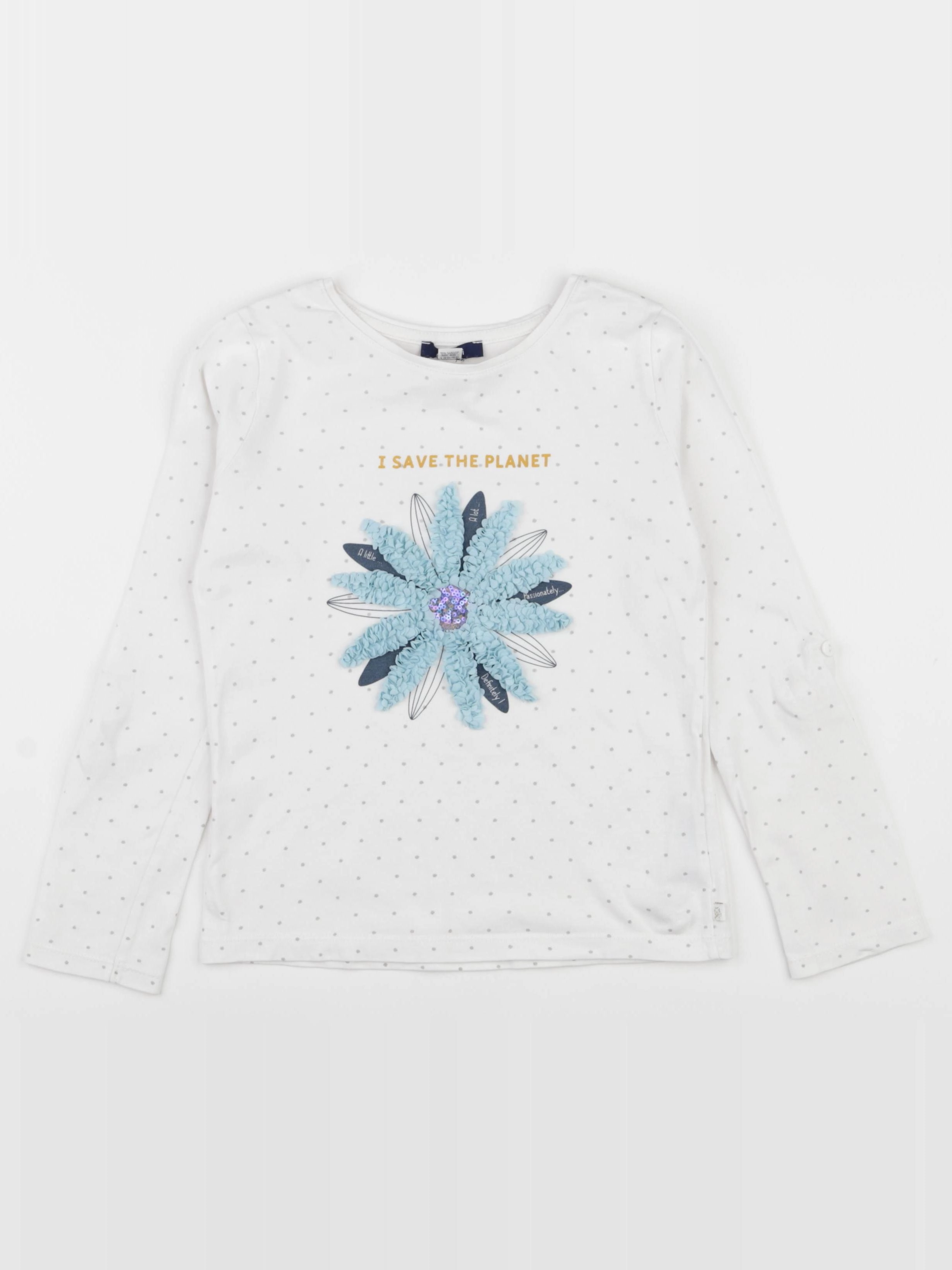 Okaidi - tee-shirt blanc, bleu - 8 ans