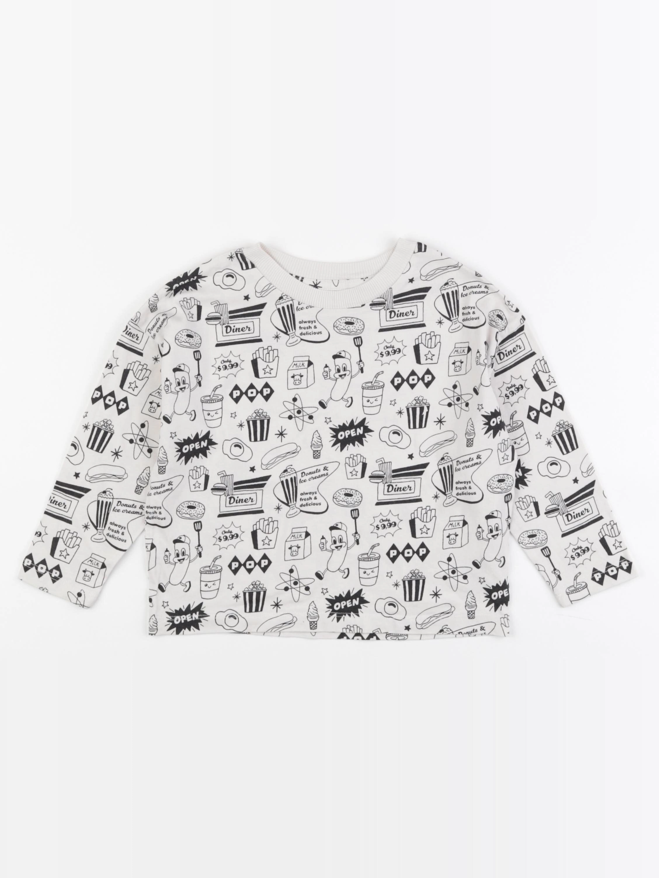 Monoprix - tee-shirt blanc, noir - 3 ans