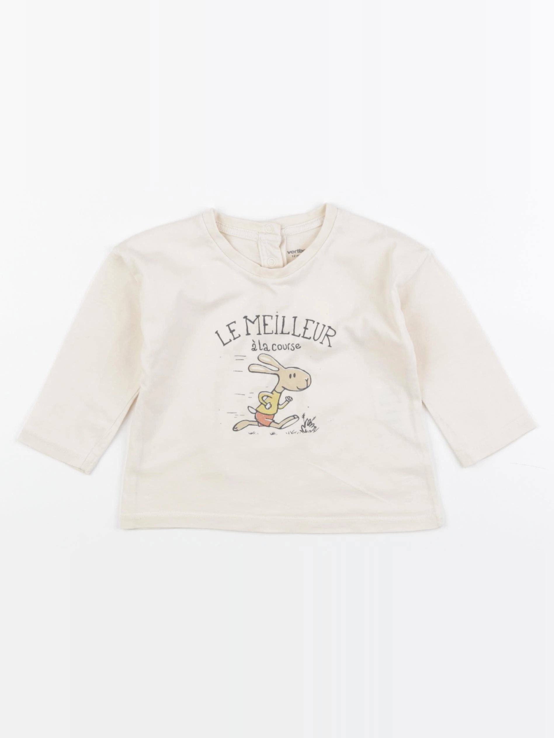 Vertbaudet - tee-shirt beige - 12 mois