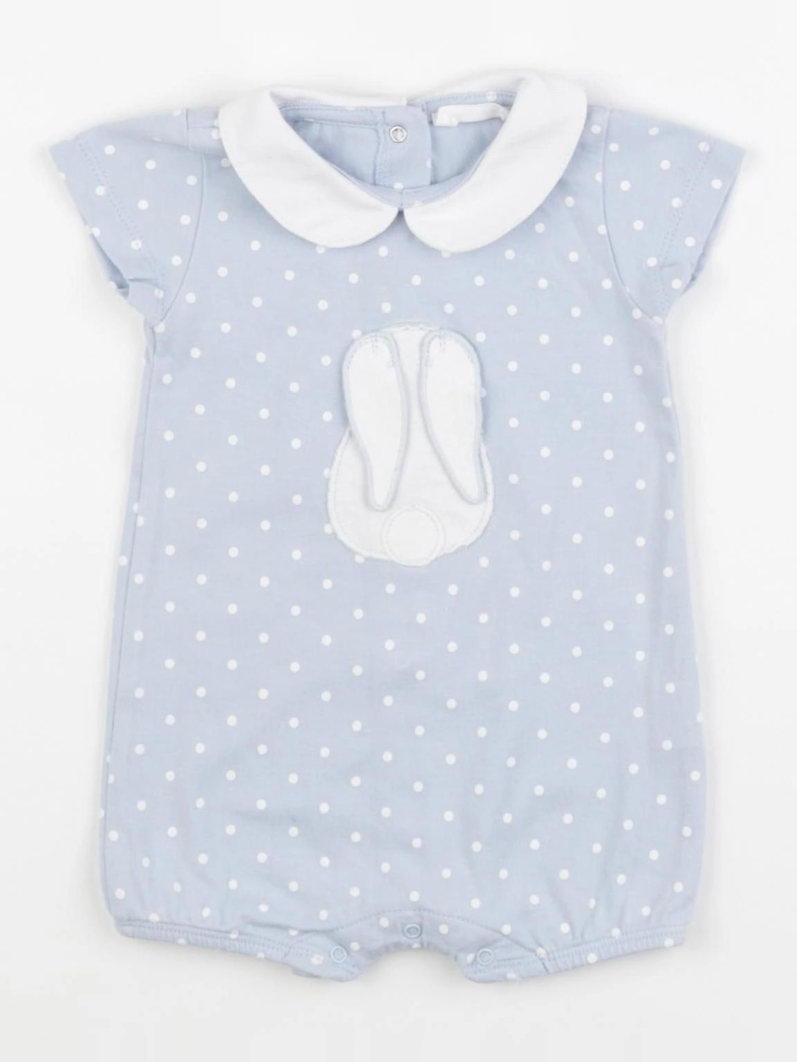 Neck & Neck - pyjama coton blanc, bleu - 0/2 mois