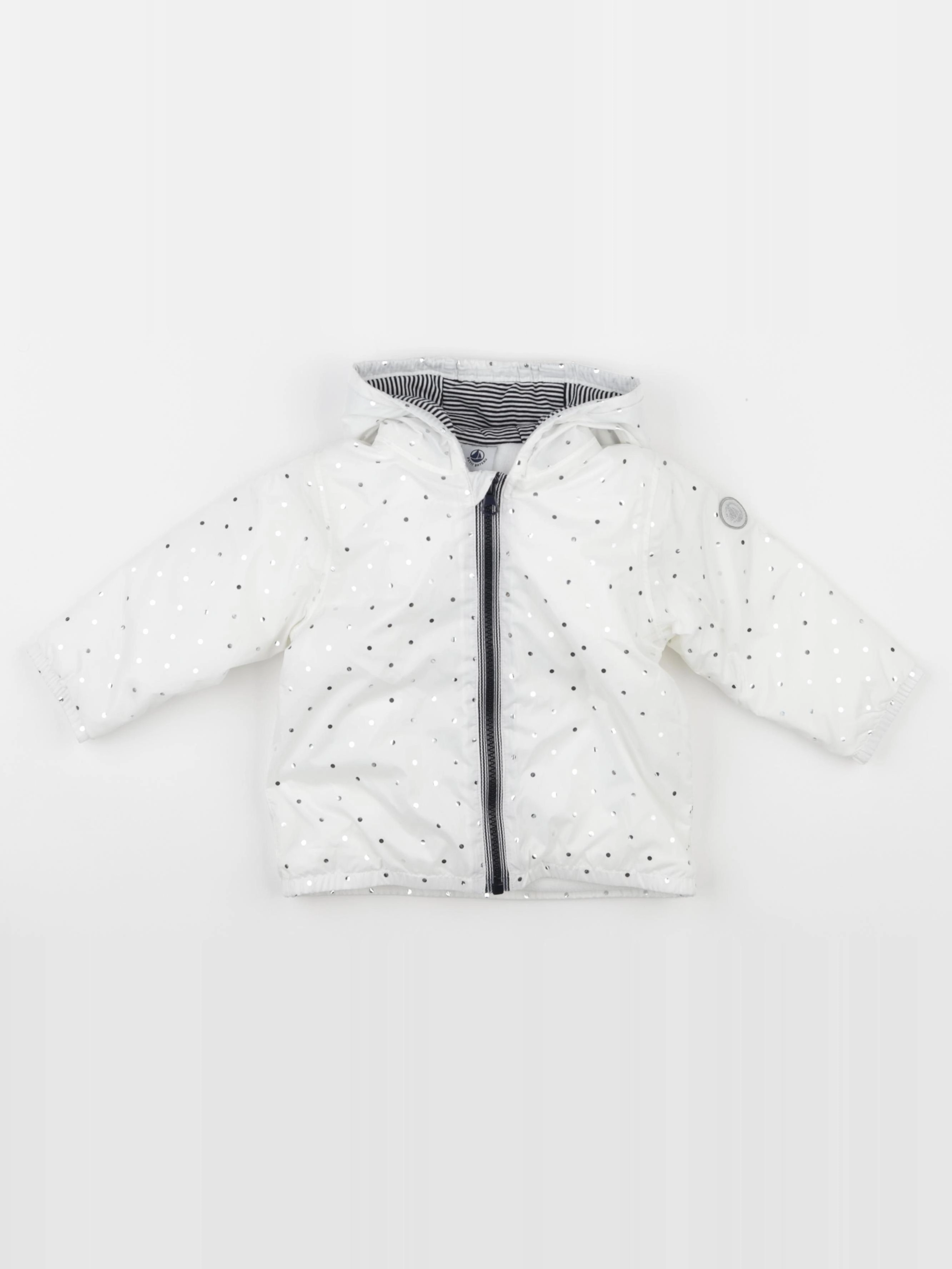 Petit Bateau - doudoune blanc, argent - 12 mois