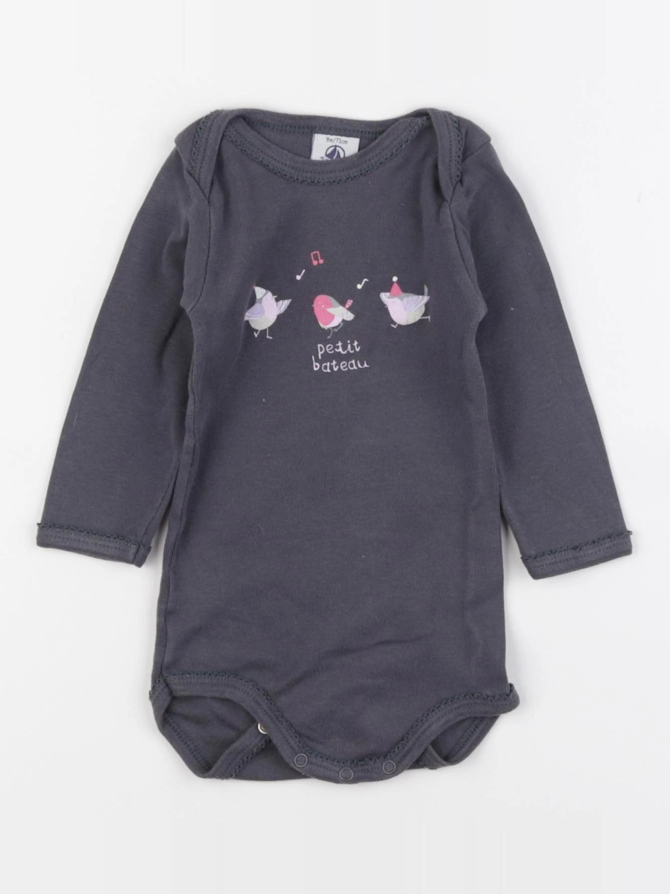 Petit Bateau - body gris - 9 mois