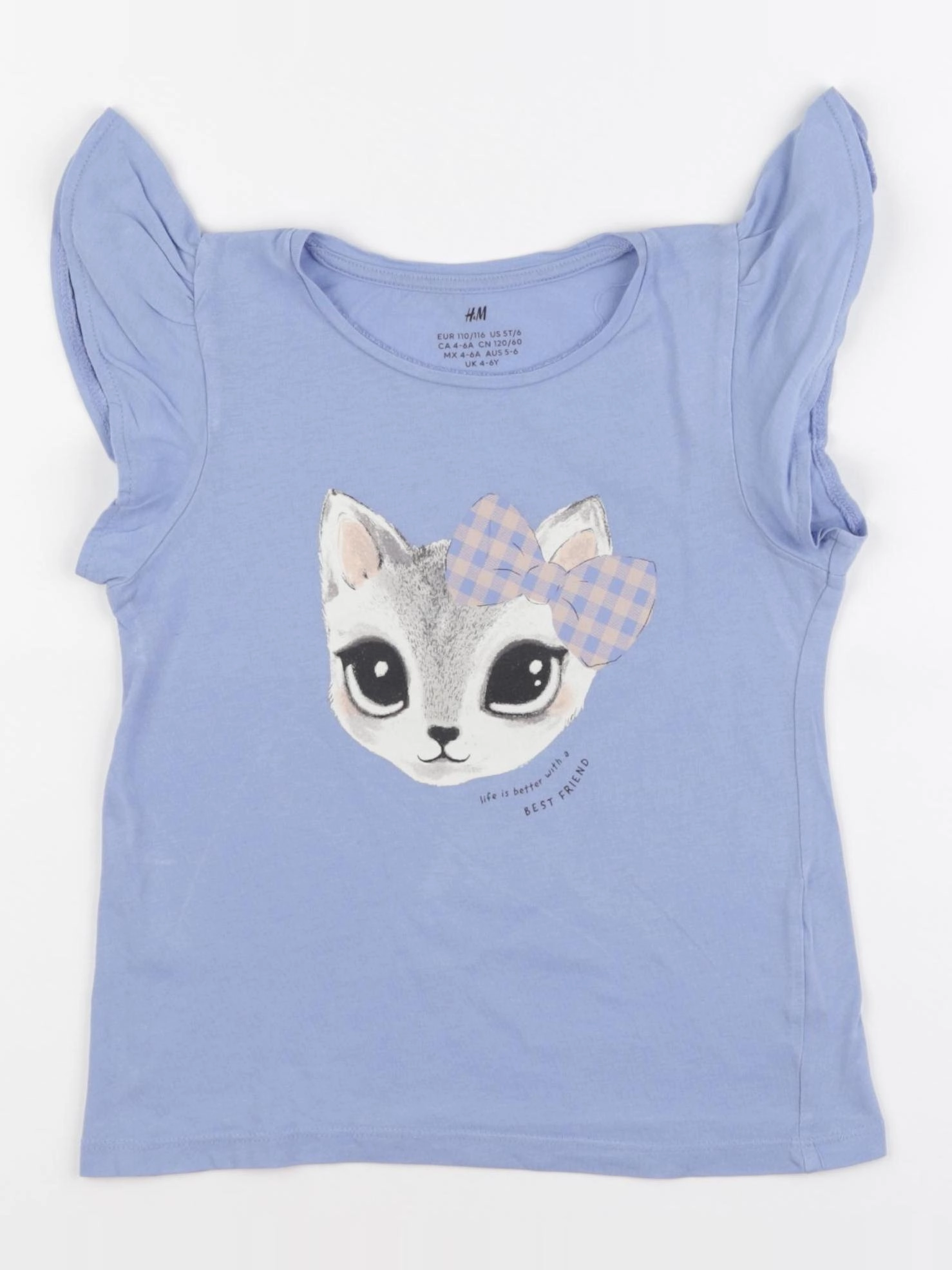 H&M - tee-shirt bleu - 4/6 ans