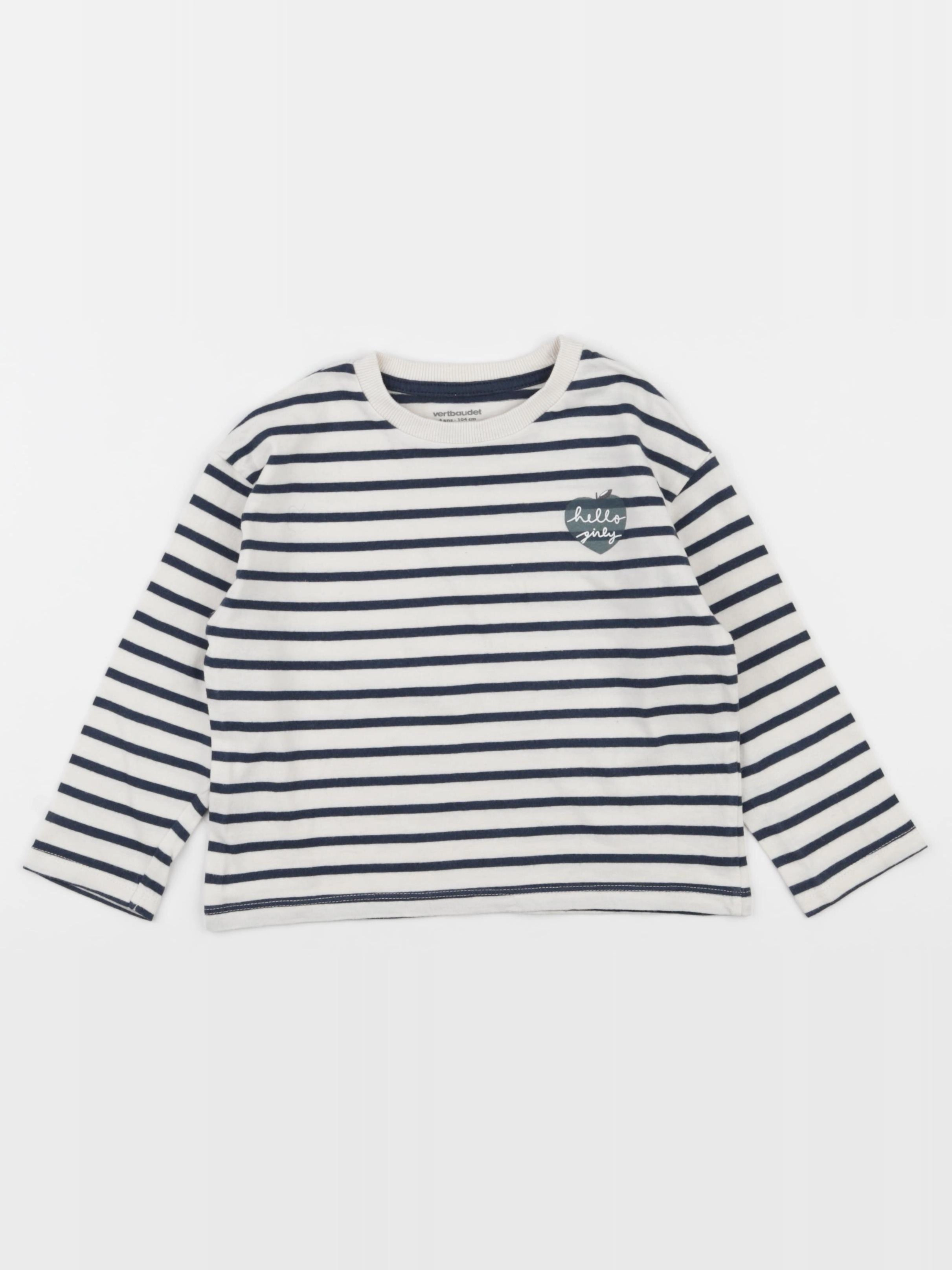Vertbaudet - tee-shirt bleu, blanc - 4 ans