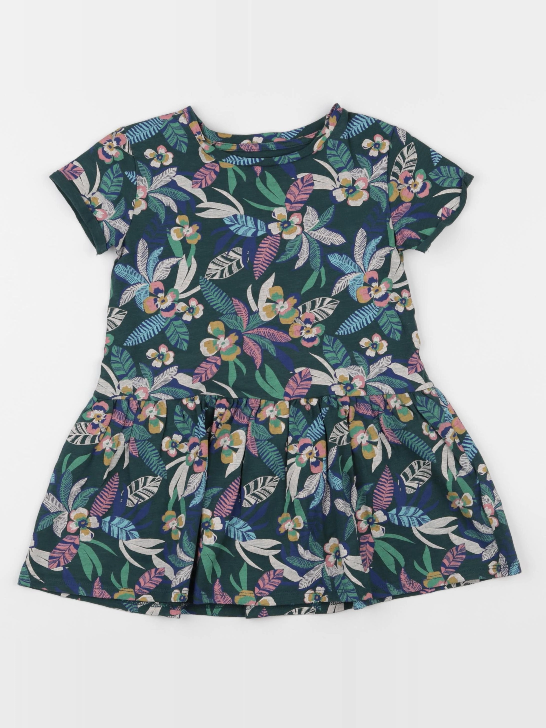 Vertbaudet - robe vert, rose - 4 ans