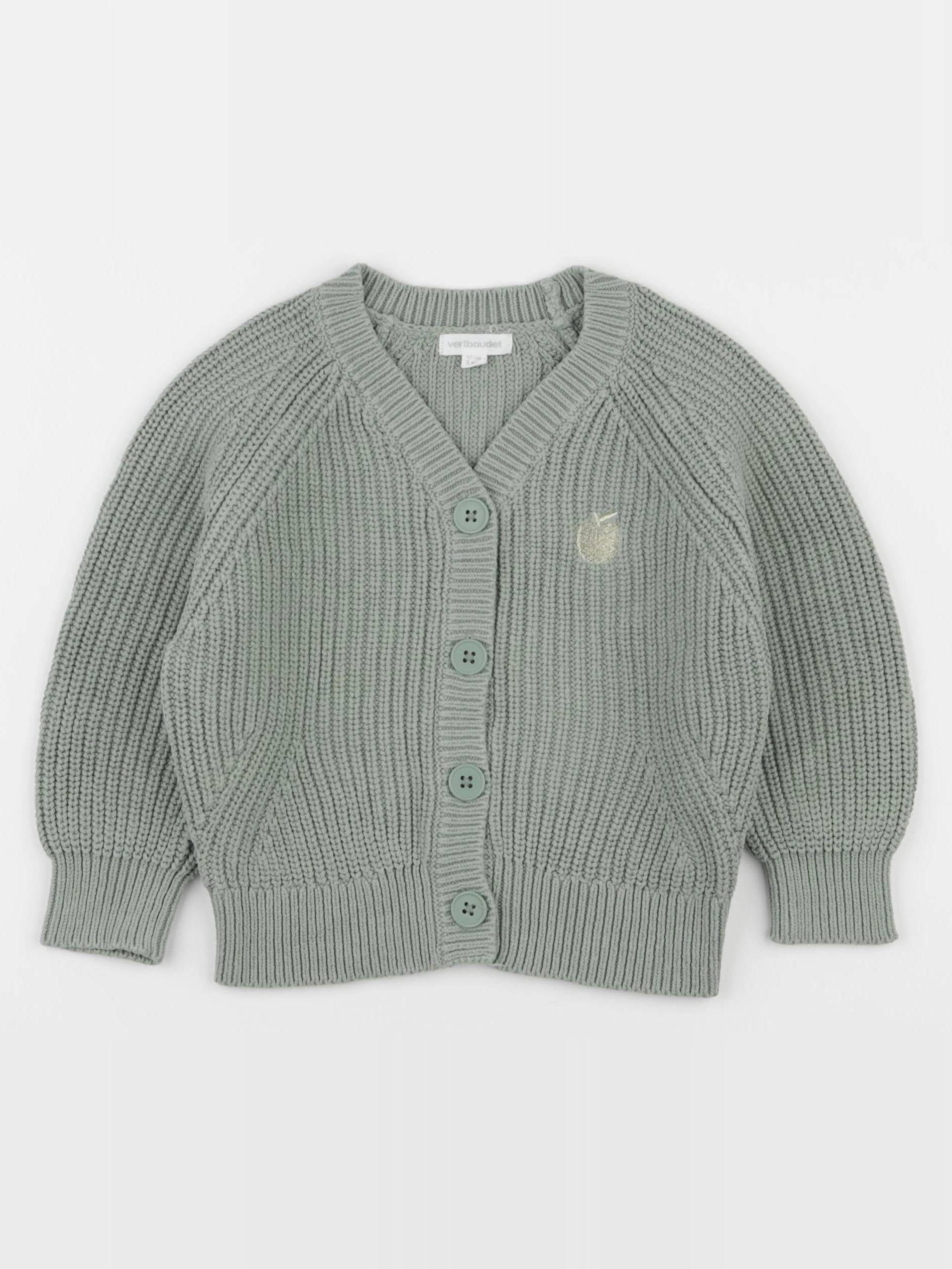 Vertbaudet - gilet vert, or - 3 ans