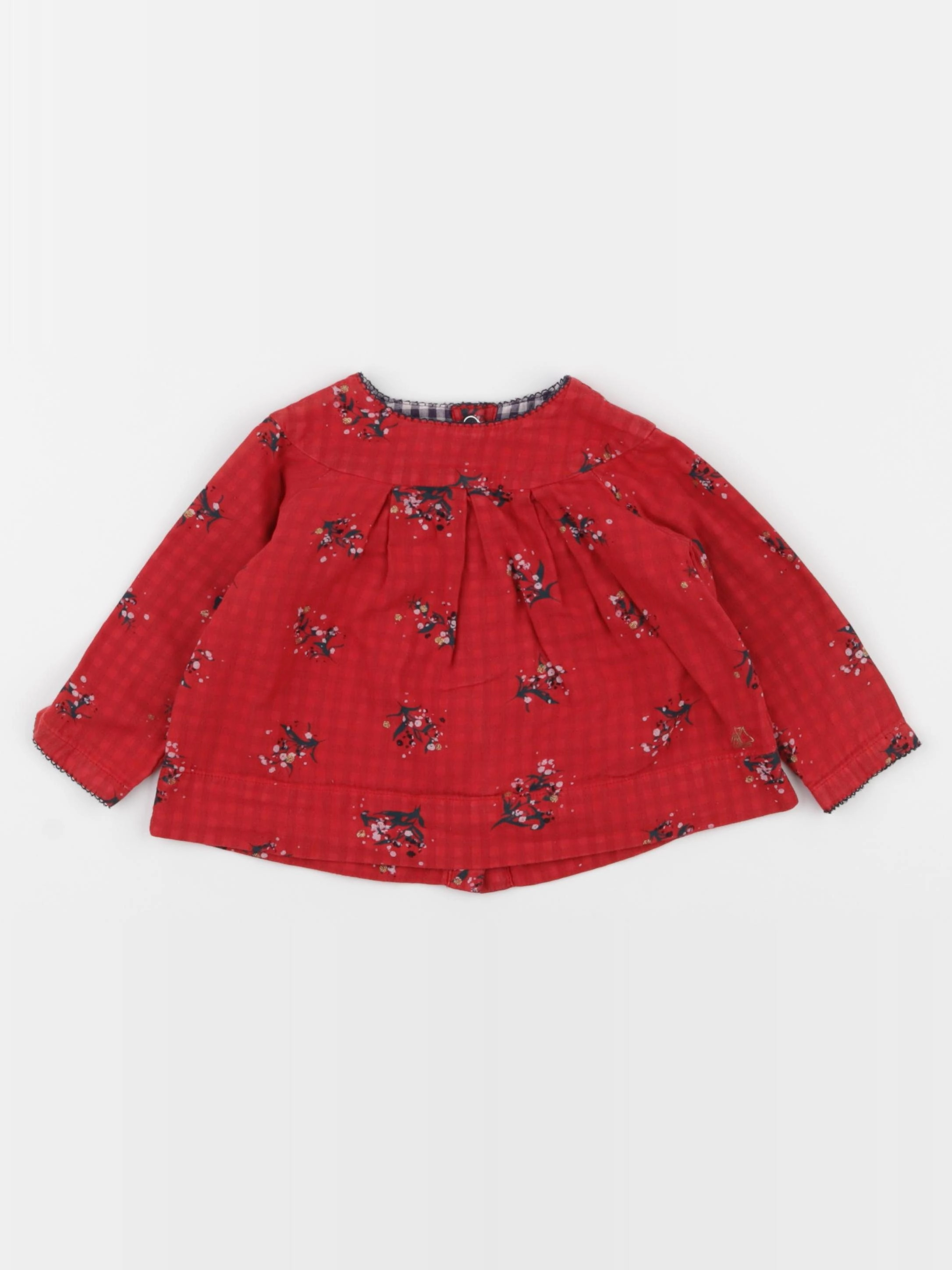 Petit Bateau - blouse rouge - 12 mois
