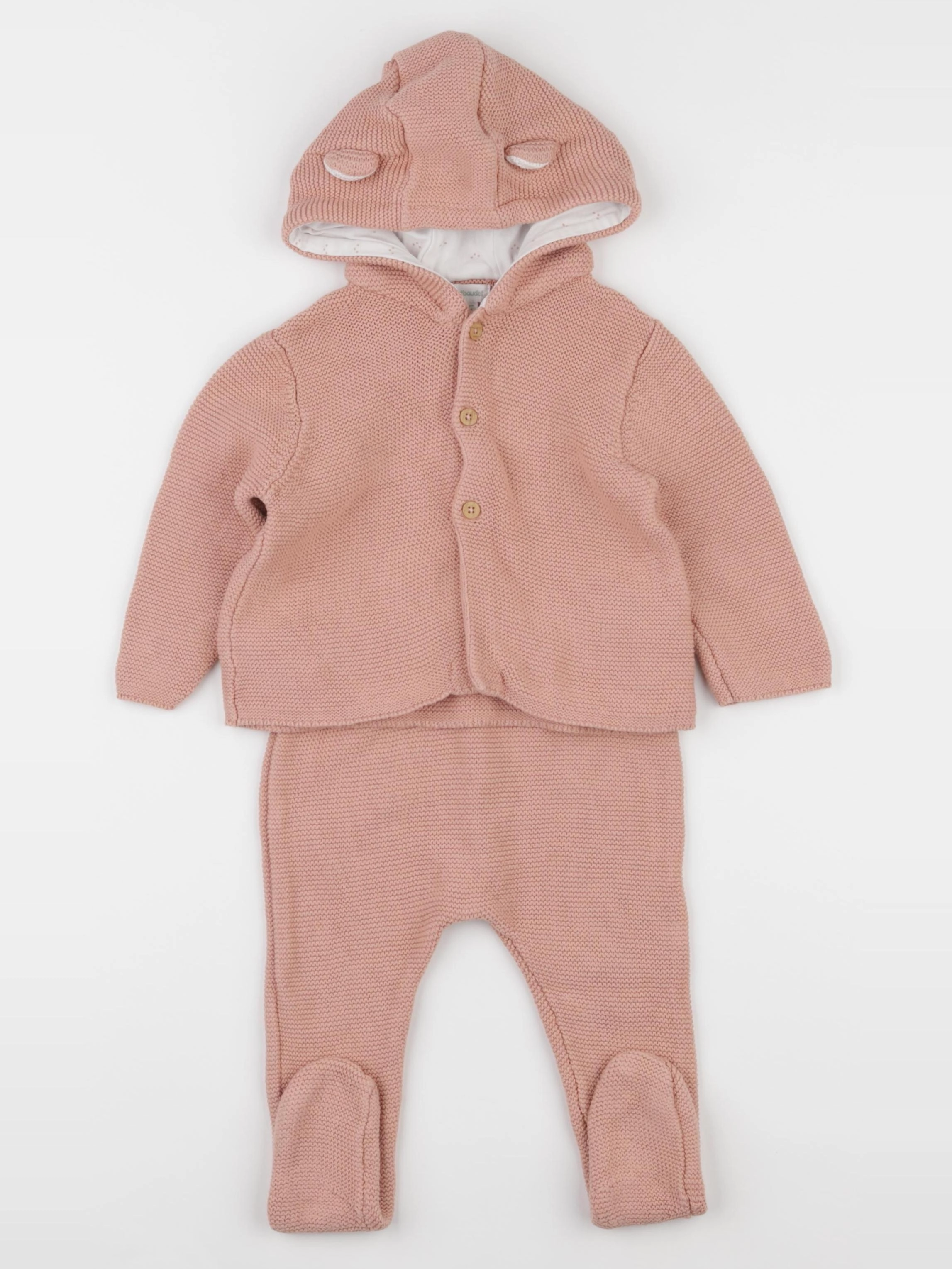 Vertbaudet - ensemble rose - 9 mois