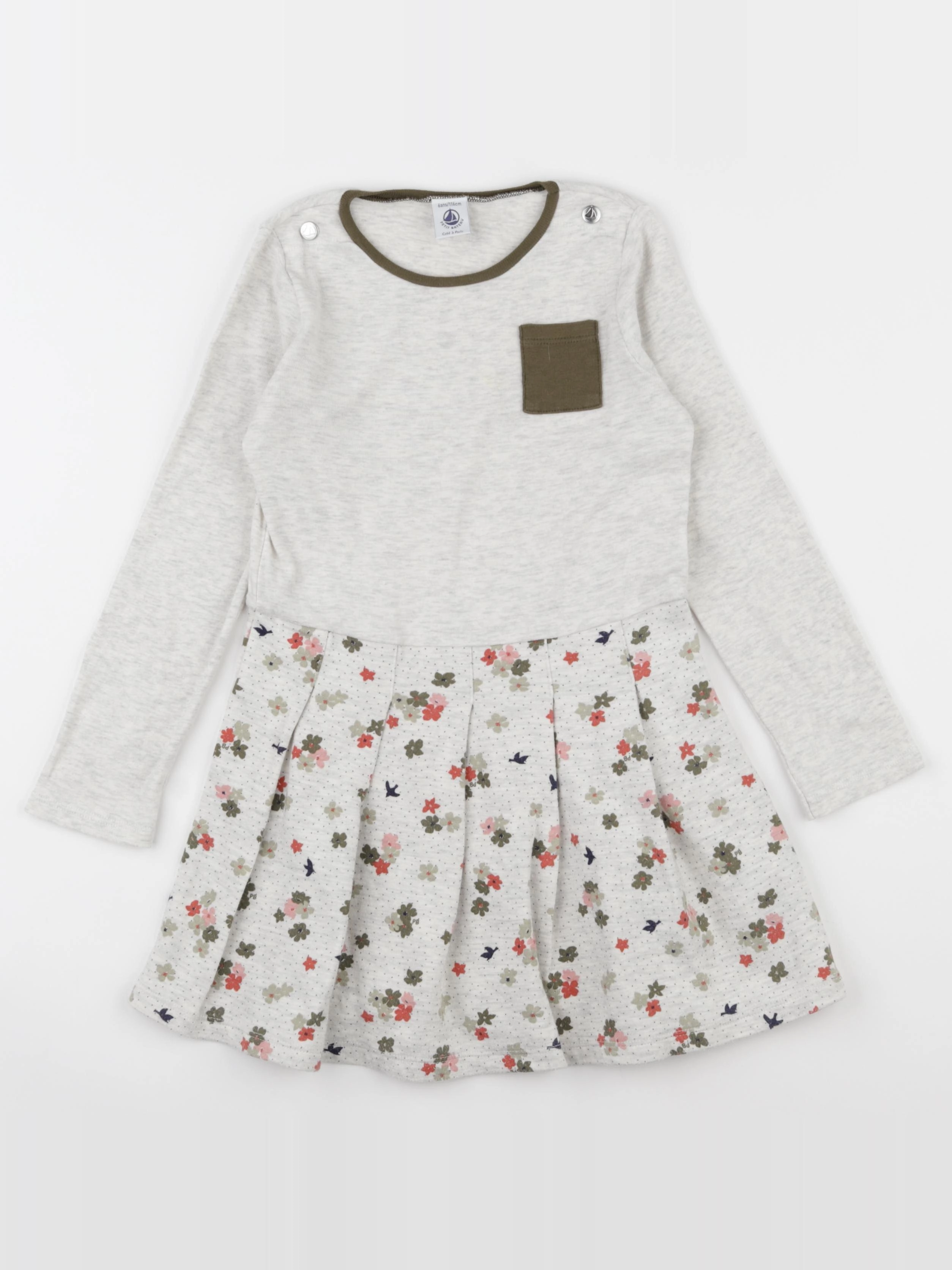 Petit Bateau - robe gris - 6 ans