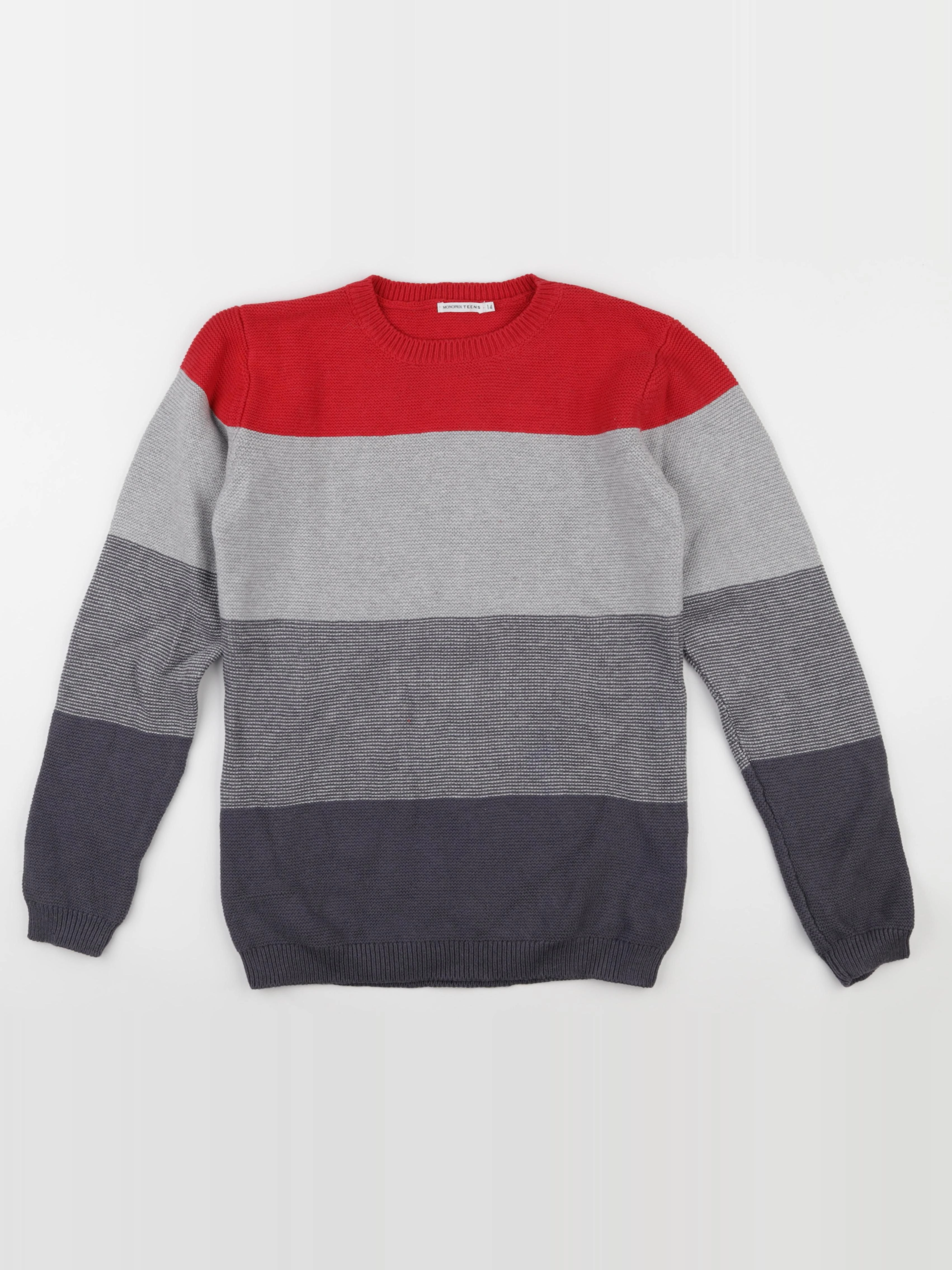 Monoprix - pull gris - 14 ans