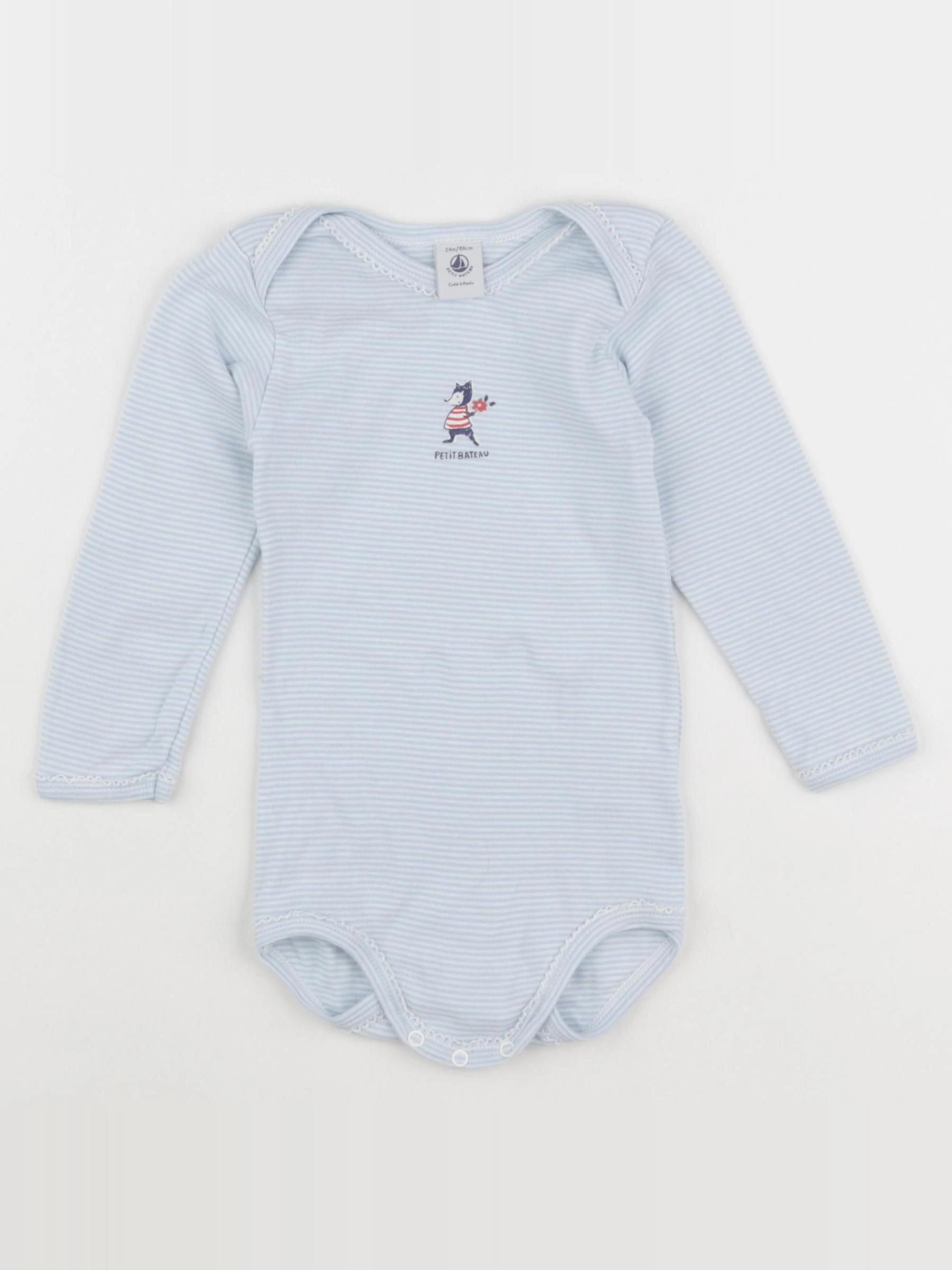 Petit Bateau - body bleu - 24 mois