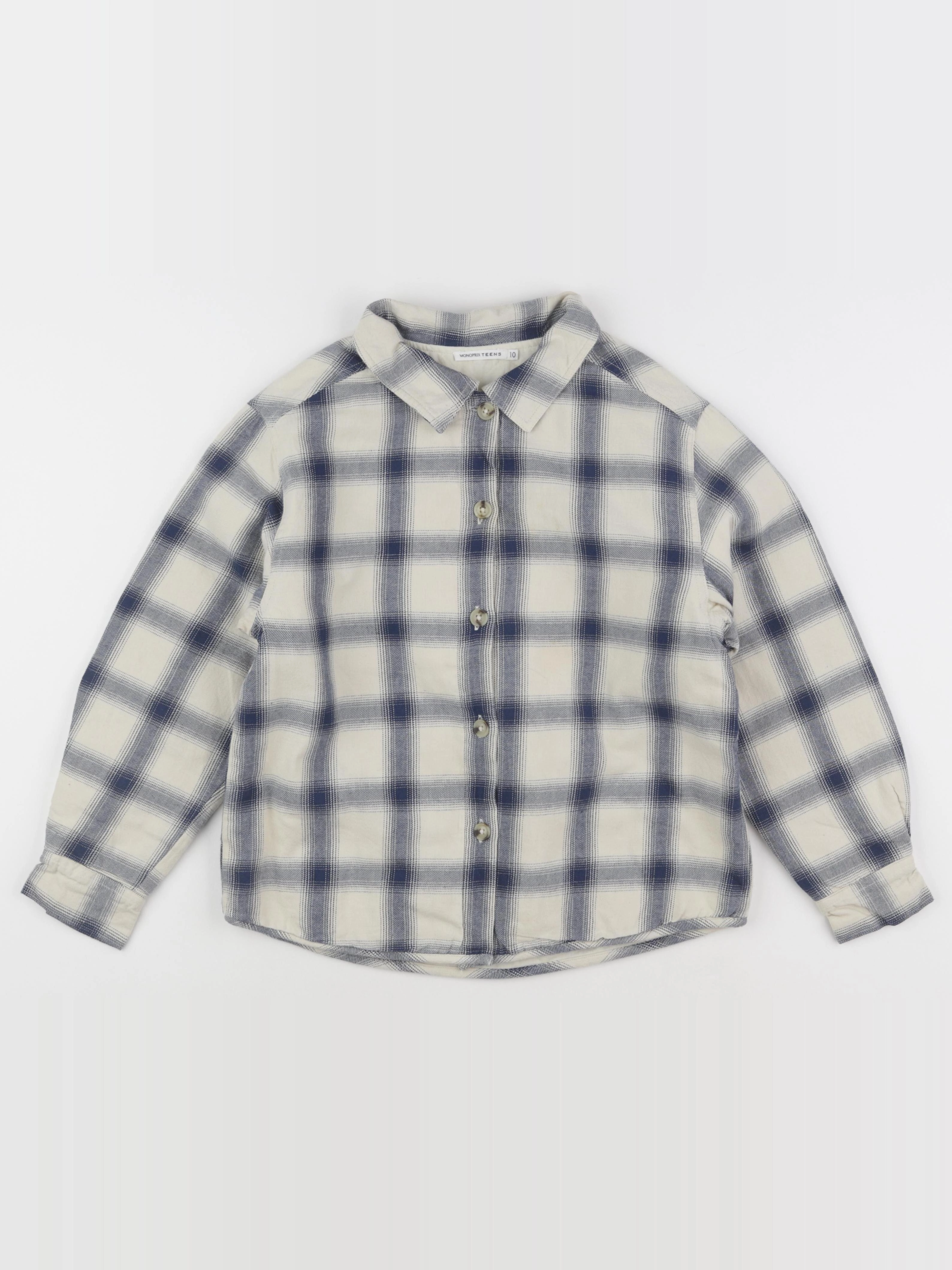 Monoprix - sur-chemise bleu, blanc - 10 ans