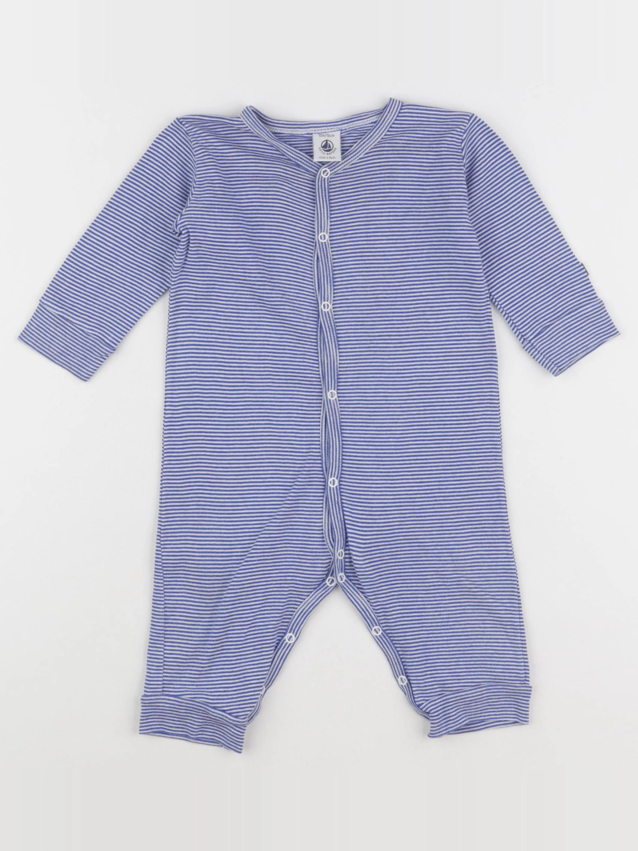 Petit Bateau - pyjama coton bleu - 12 mois